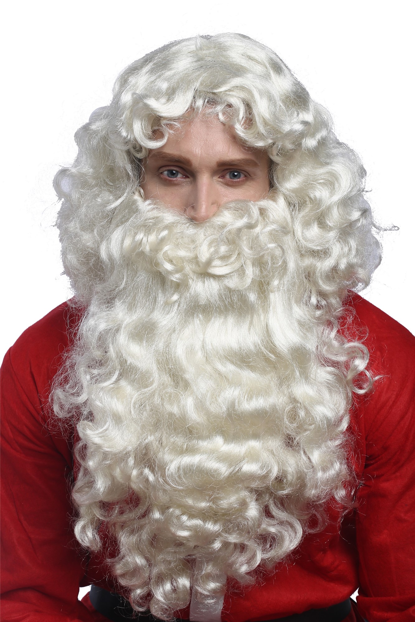 günstige Party Perücke, Perücke Bart Weihnachtsmann Santa Hellblond 46-A+B-ZA613, Ansicht 2, WIG ME UP: Ihr Perücken Online Shop lockige Party Perücke Blond schulterlange Haare für Herren