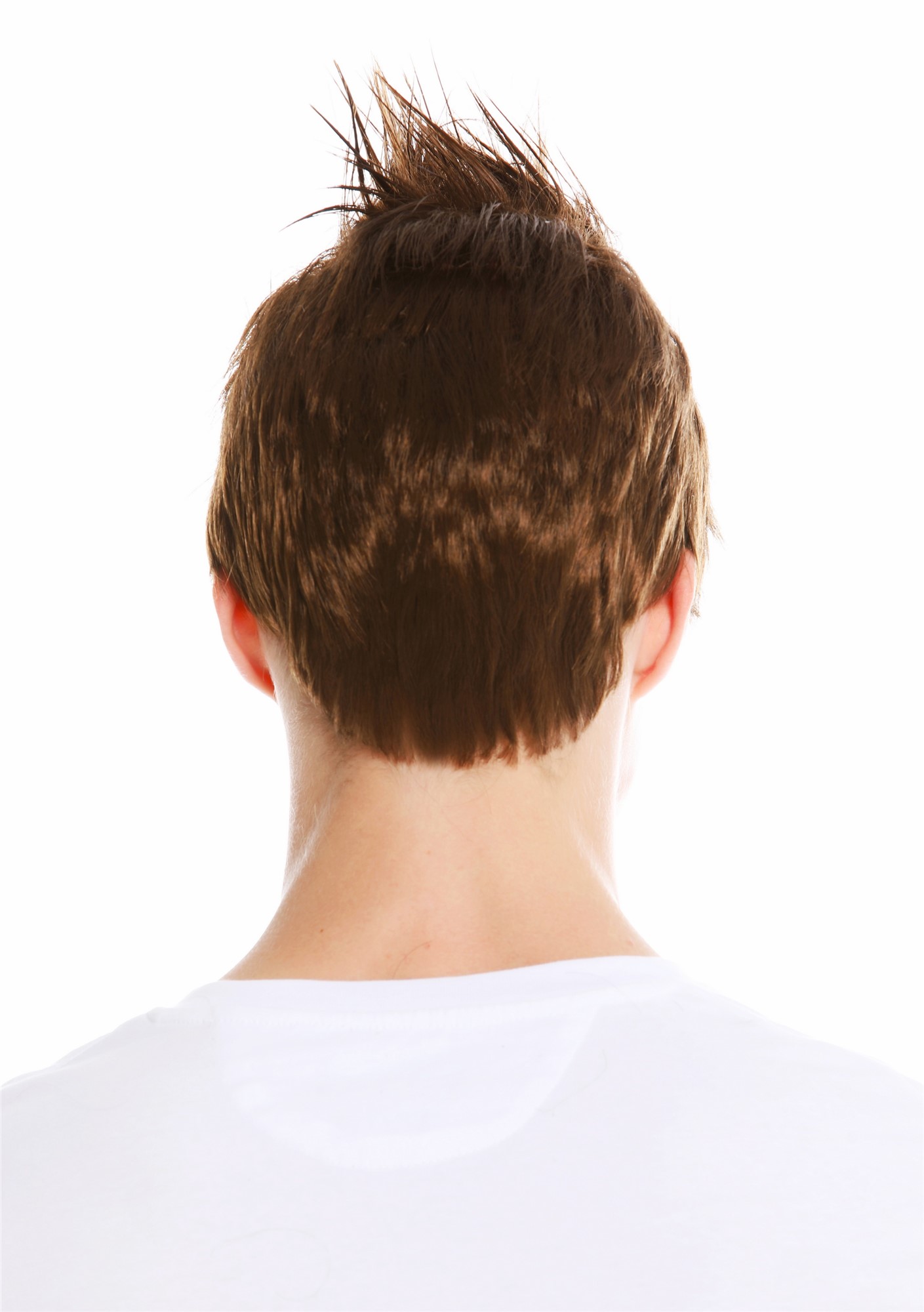 hochwertige Qualitätsperücken, Perücke hochtoupiert 80er Iro Braun WL-3034-8, Ansicht 4, WIG ME UP: Ihr Perücken Online Shop glatte Tressen-Perücke Dunkelbraun kurze Haare für Unisex