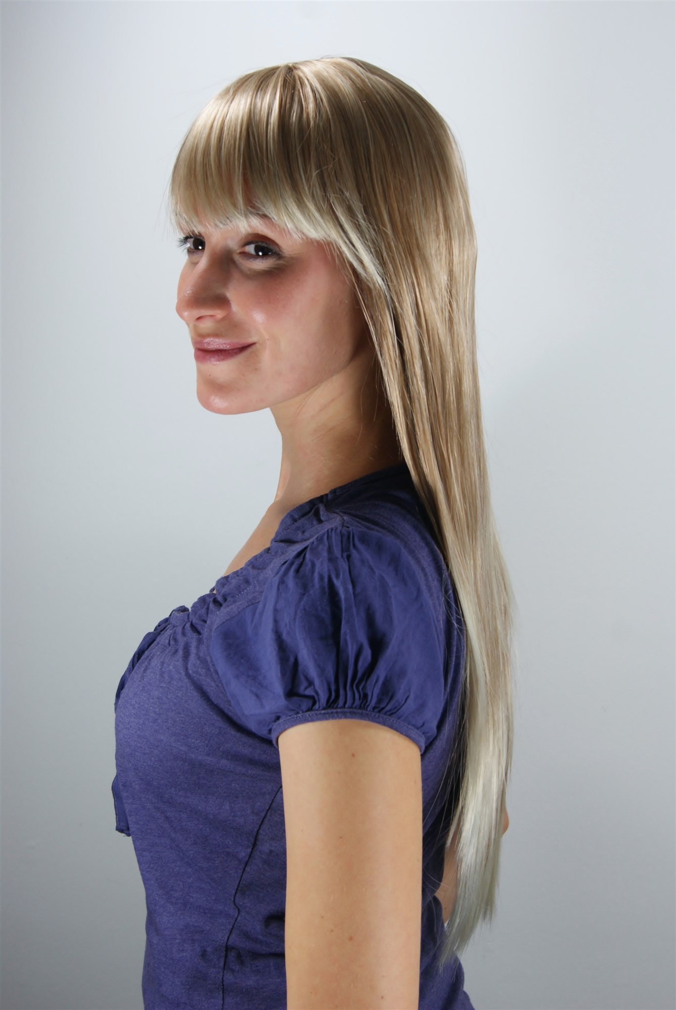 hochwertige Qualitätsperücken, Frauen Perücke blond gesträhnt sehr lang glatt LA033-27T88, Ansicht 2, WIG ME UP: Ihr Perücken Online Shop glatte Tressen-Perücke mit Kopfhaut-Imitat Blond lange Haare für Damen