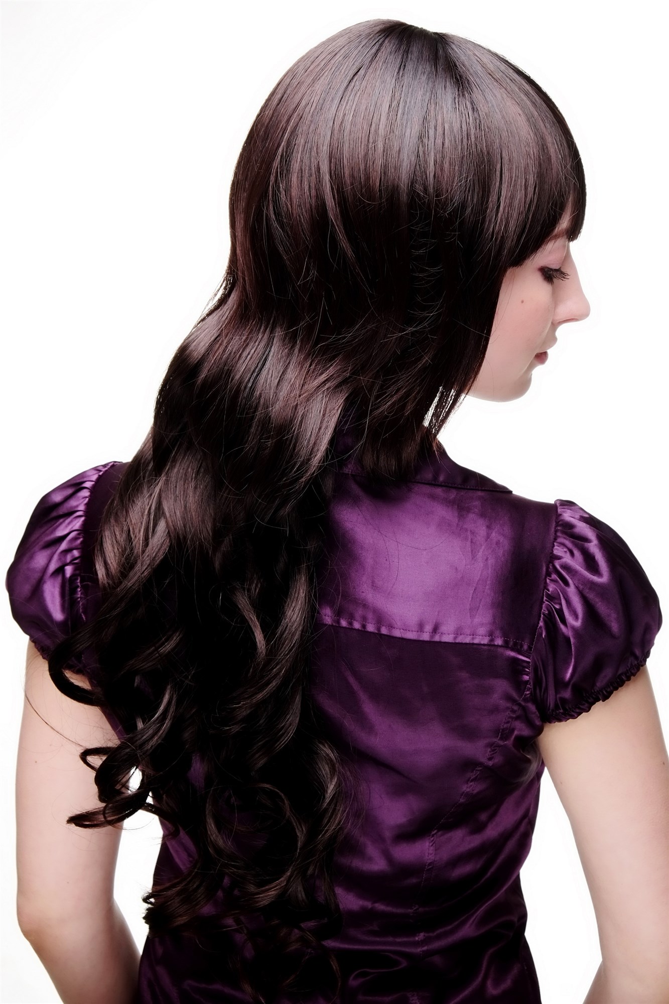 Lady  Wig VERY LONG bangs voluminous curls mixed brown MAHOGANY strands XW313A-2T33, view 4, WIG ME UP: Your Perücken Online Shop Quality Wigs, Ladies, dark mahogany, curled, long