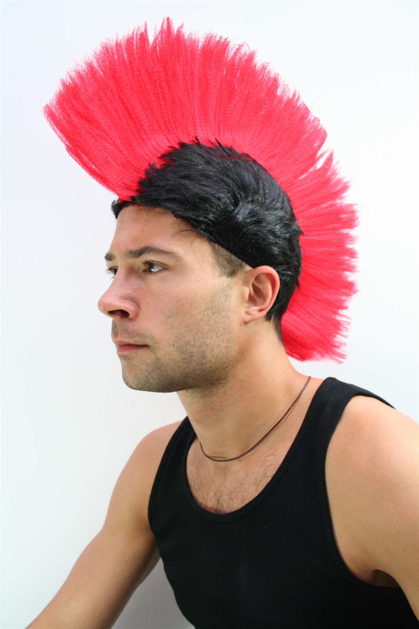 Party/Fancy Dress/Halloween MOHAWK Punk Spartan RED on Black LM-420-P103/PC3 ANARCHY in the UK, view 2, WIG ME UP: Your Perücken Online Shop Party Wig, Men, black red, straight, short