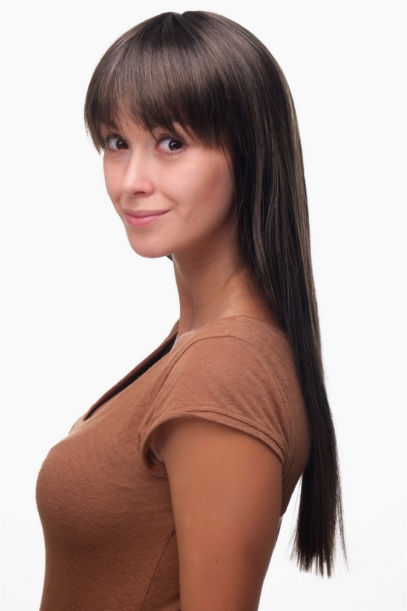 hochwertige Qualitätsperücken, Perücke Braun-Schwarz-Mix gerader Schnitt GFW373-2T10, Ansicht 4, WIG ME UP: Ihr Perücken Online Shop glatte Tressen-Perücke mit Kopfhaut-Imitat Braun-Schwarz-Mix lange Haare für Damen