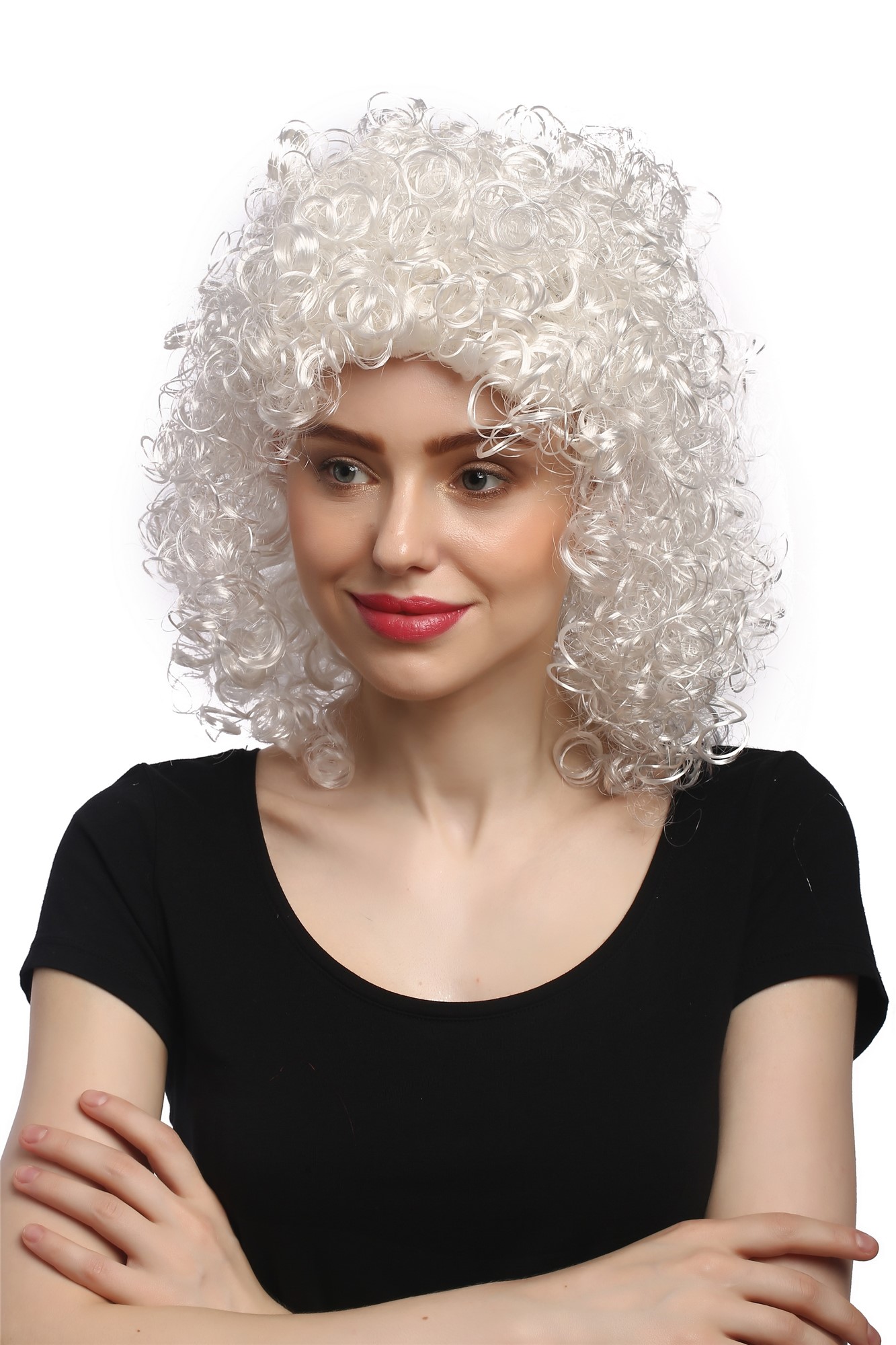 günstige Party Perücke, Perücke Weiß Locken Engel Renaissance 90828-ZA62, Ansicht 2, WIG ME UP: Ihr Perücken Online Shop lockige Party Perücke Weiß schulterlange Haare für Damen