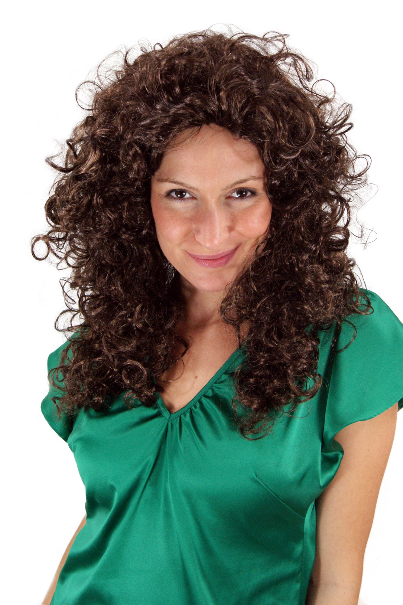 Party/Fancy Dress WIG seductive Vamp CARIBBEAN LATIN style very curly kinky AMAZING VOLUME BROWN, front view, WIG ME UP: Your Perücken Online Shop Party Wig, Ladies, Brown, curled, long