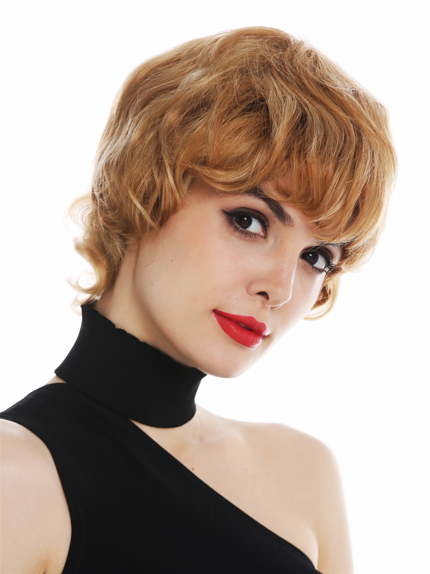 hochwertige Qualitätsperücken, Perücke Echthaar Shaggy Bob Blond Mix gesträhnt B-HH-13-SM-27H24BH613, Vorderansicht, WIG ME UP: Ihr Perücken Online Shop wellige Tressen-Perücke Echthaar Blond-Mix kurze Haare für Unisex