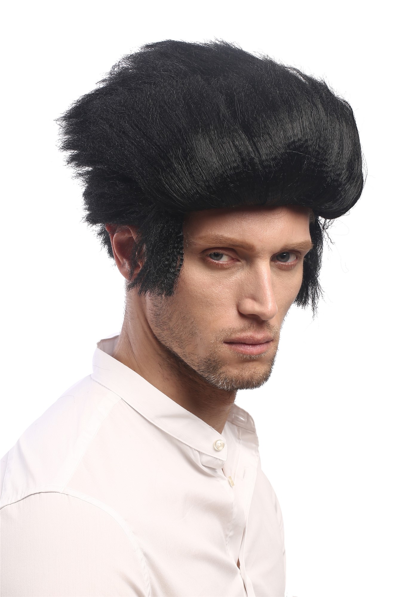 Man Party Wig Halloween Rockabilly Wolfman Werewolf quiff sideburns black 90640, view 3, WIG ME UP: Your Perücken Online Shop Party Wig, Men, Black, wavy, short