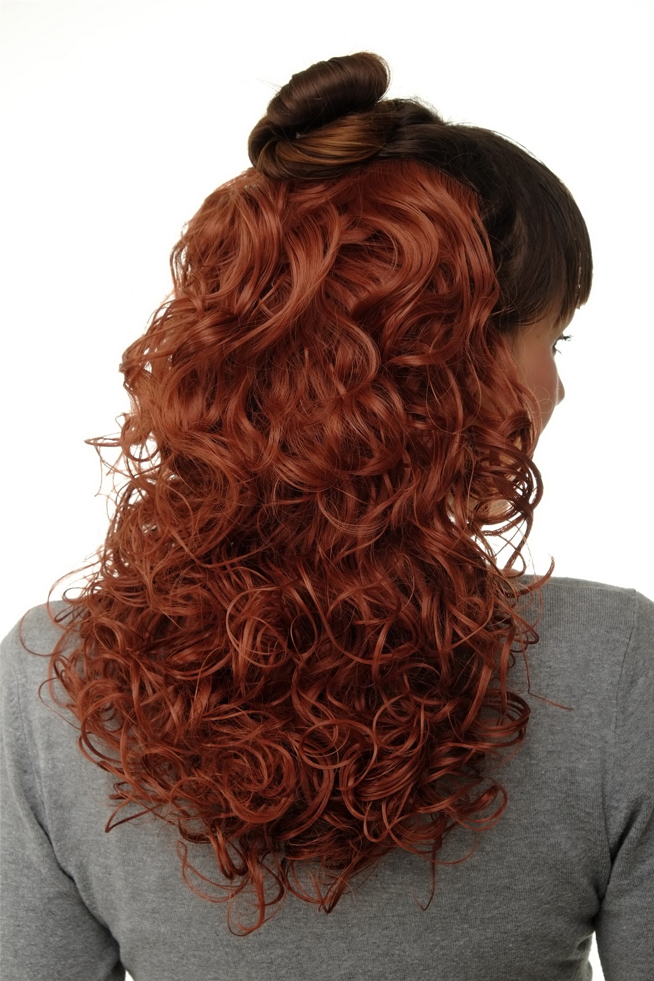 Haarteil 7 Clips Haarverlängerung Halbperücke Locken Kupferrot H9312-350, Ansicht 4, WIG ME UP: Ihr Perücken Online Shop lockige Halbperücke Kupferrot 40 cm lang