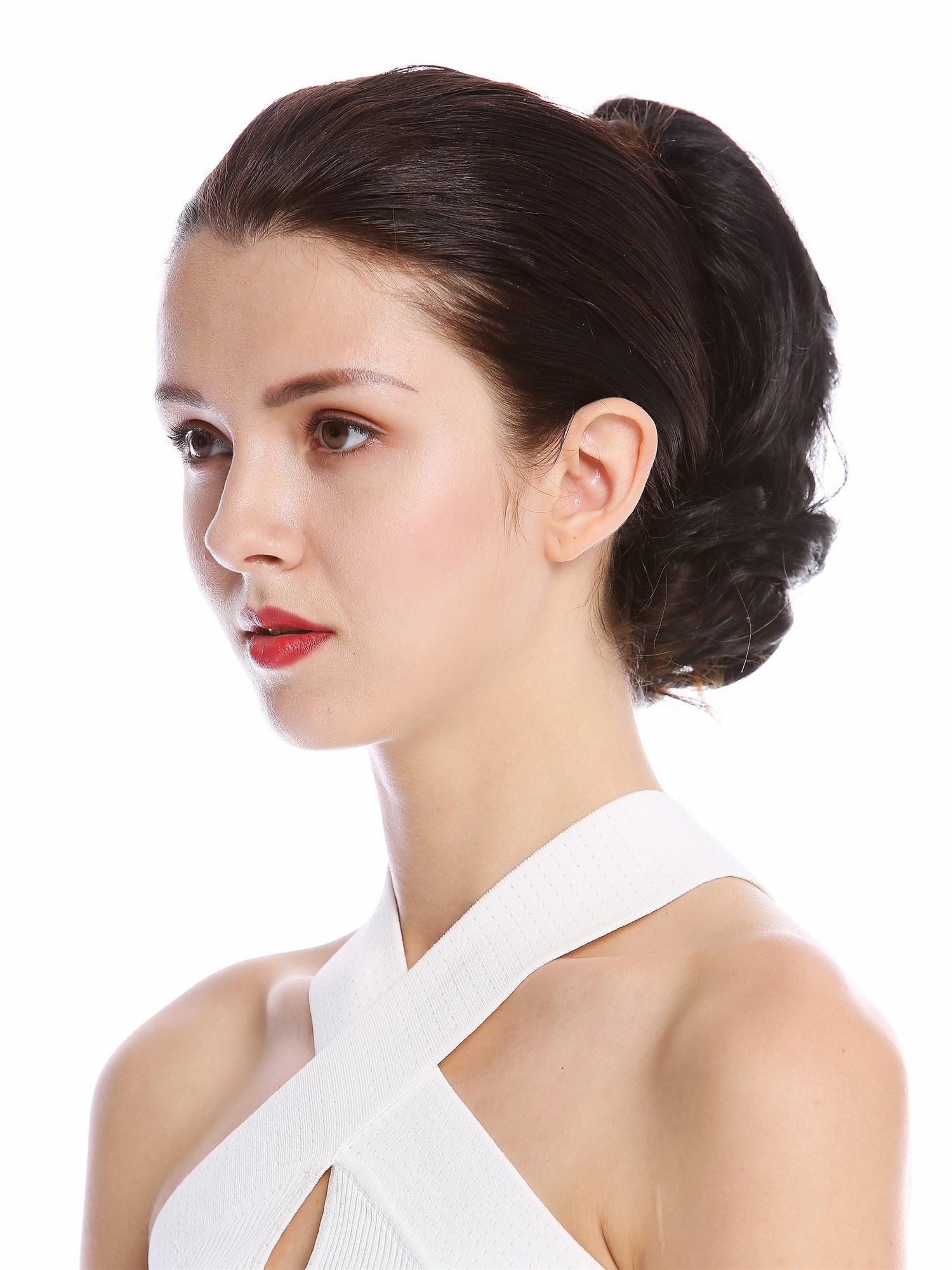 hochwertiger Zopf Pferdeschwanz kurz voluminös wellig Schwarz 1028-V-1, Ansicht 3, WIG ME UP: Ihr Perücken Online Shop glattes Zopf-Haarteil Schwarz 20 cm lang