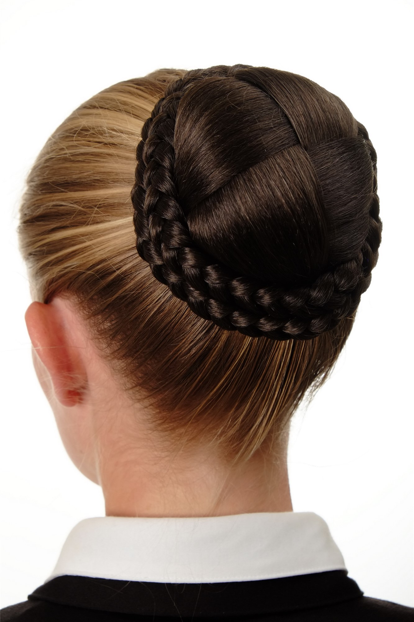 Hair Bun, medium ash brown, Braided, short