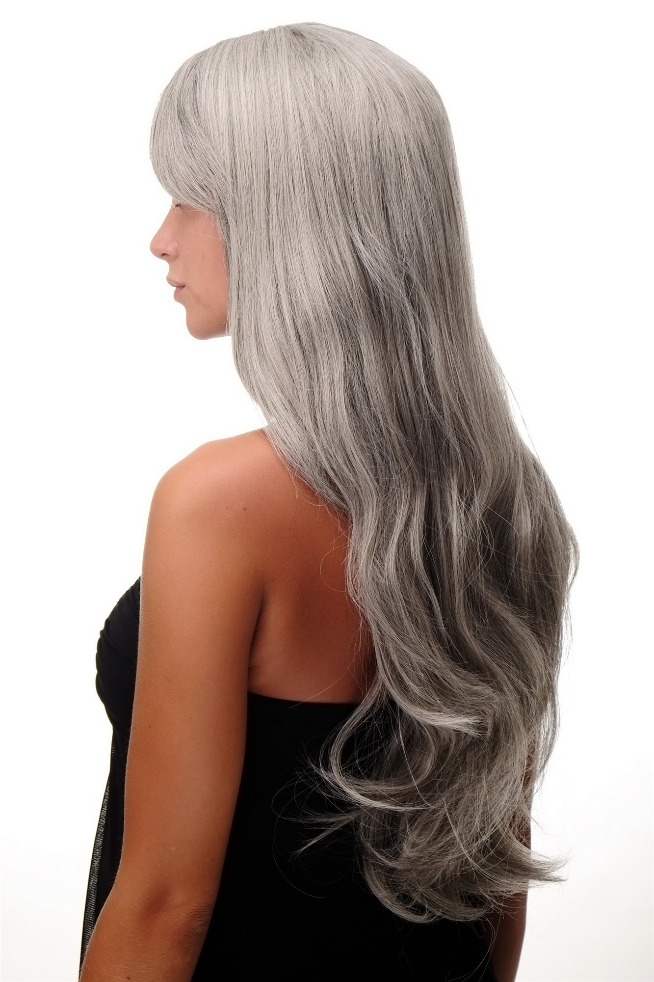 Lady women wig very long fringe part to side straight silver grey gray 3111, view 3, WIG ME UP: Your Perücken Online Shop Quality Wigs, Ladies, Grey, straight, long