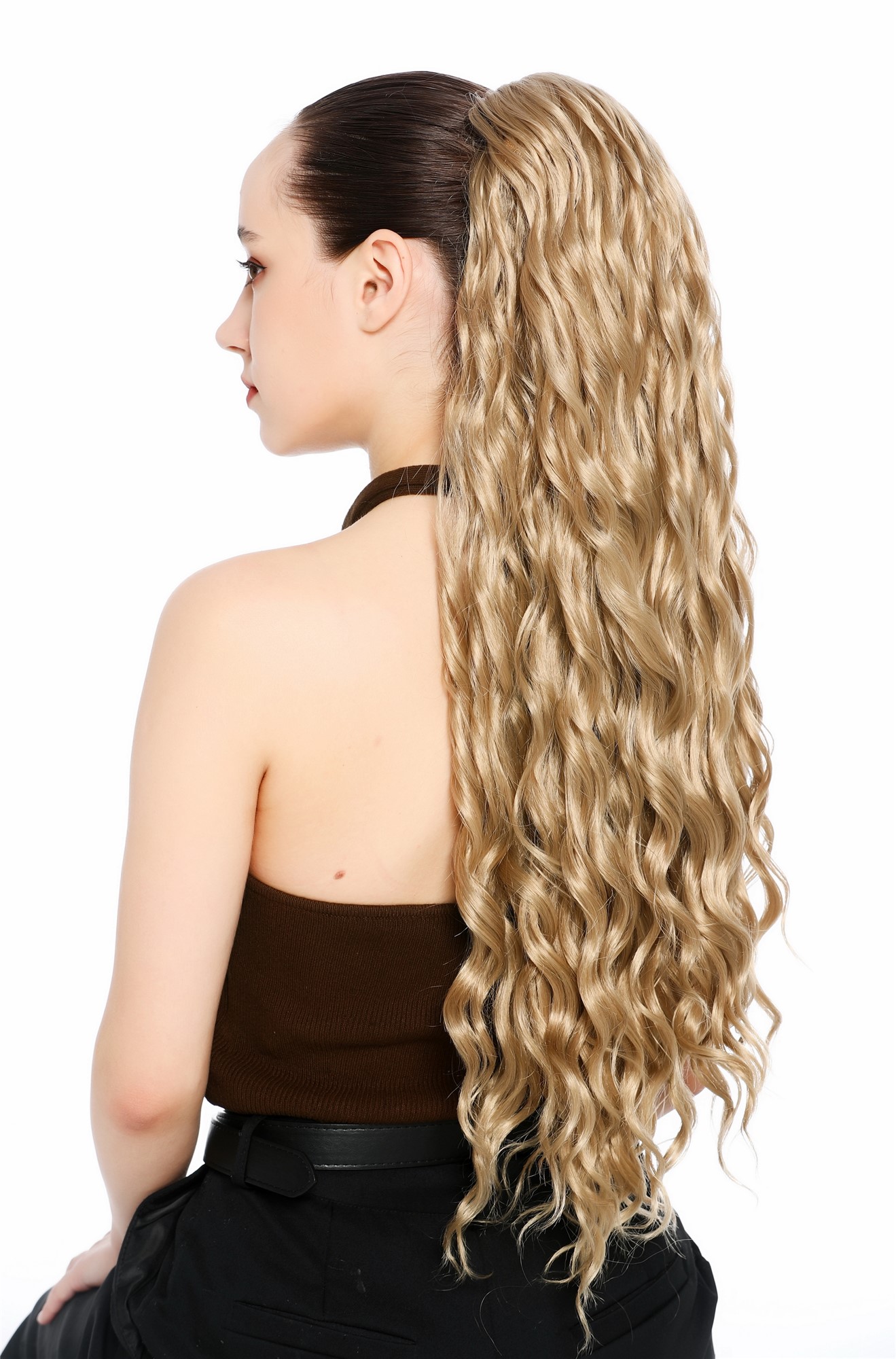 Zopf Pferdeschwanz Steckkämme voluminös stark gewellt 70cm lang Blond N1557A-16