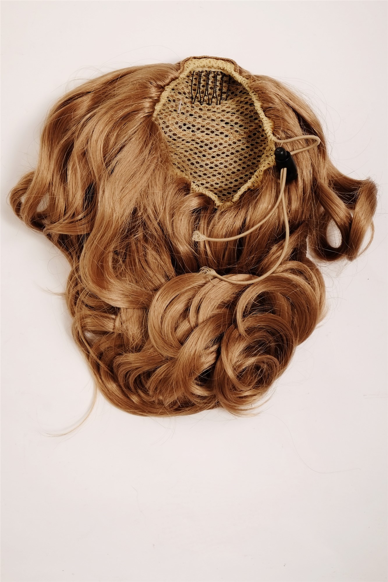 hochwertiges Haarteil gewellt halblang 1 Kamm + Gummizug Dunkelblond Modell: JL-3023, Ansicht 4, WIG ME UP: Ihr Perücken Online Shop welliges Zopf-Haarteil Dunkelblond 35 cm lang