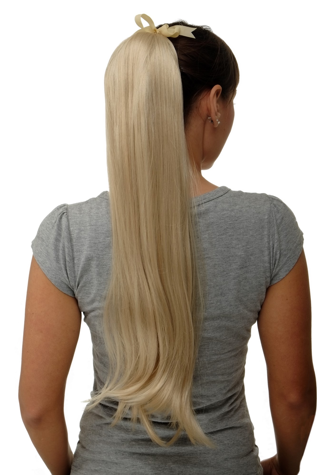 hochwertiges Haarteil Zopf Kamm & Band langes glattes Haar Gold-Lichtblond D13001-88E, Vorderansicht, WIG ME UP: Ihr Perücken Online Shop glattes Zopf-Haarteil Gold-Lichtblond 65 cm lang