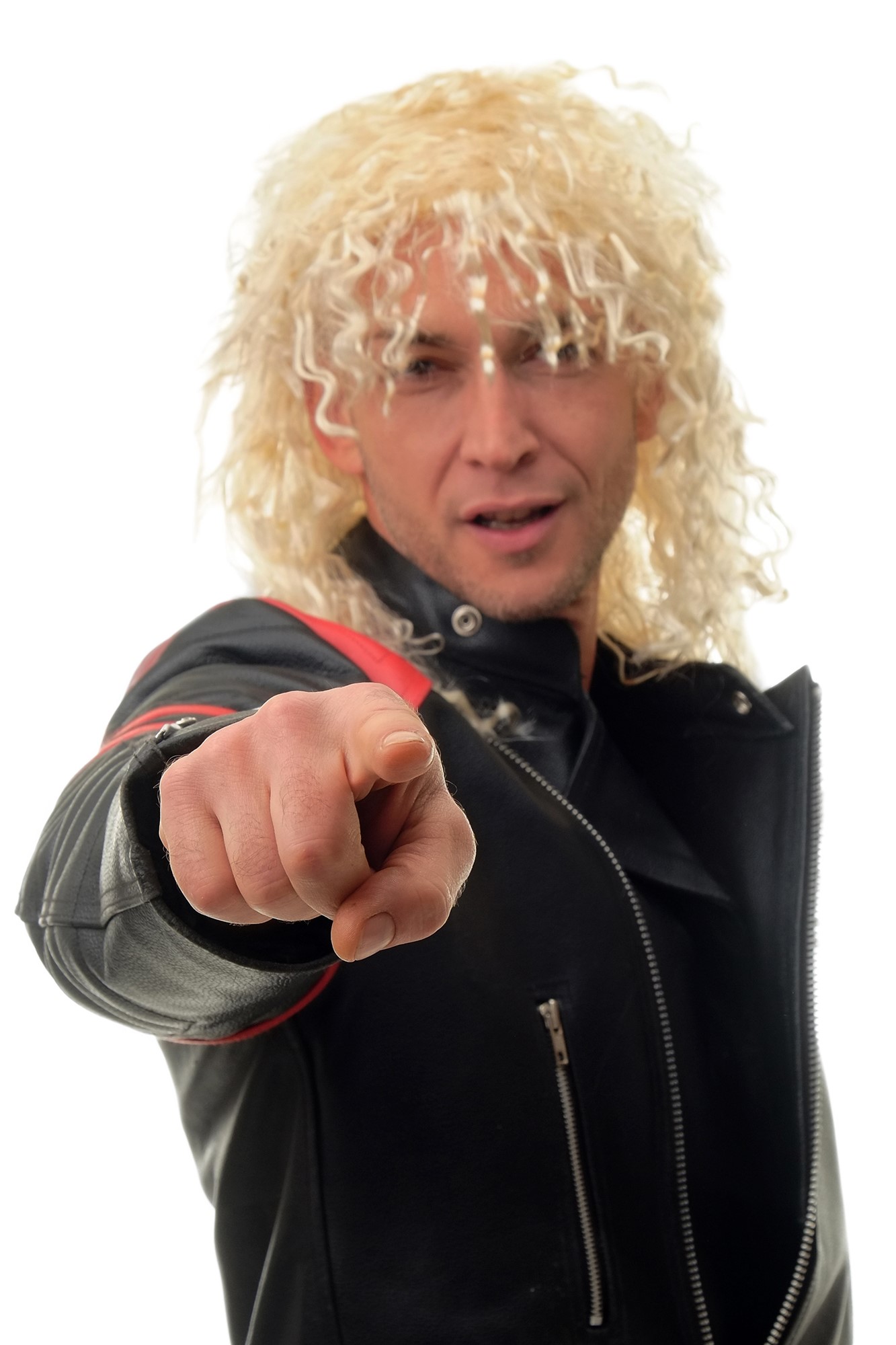 Party wig men women Hard Rock Heavy Metal 80's mullet long blonde curly BW563, front view, WIG ME UP: Your Perücken Online Shop Party Wig, Ladies, light blonde, curled, long