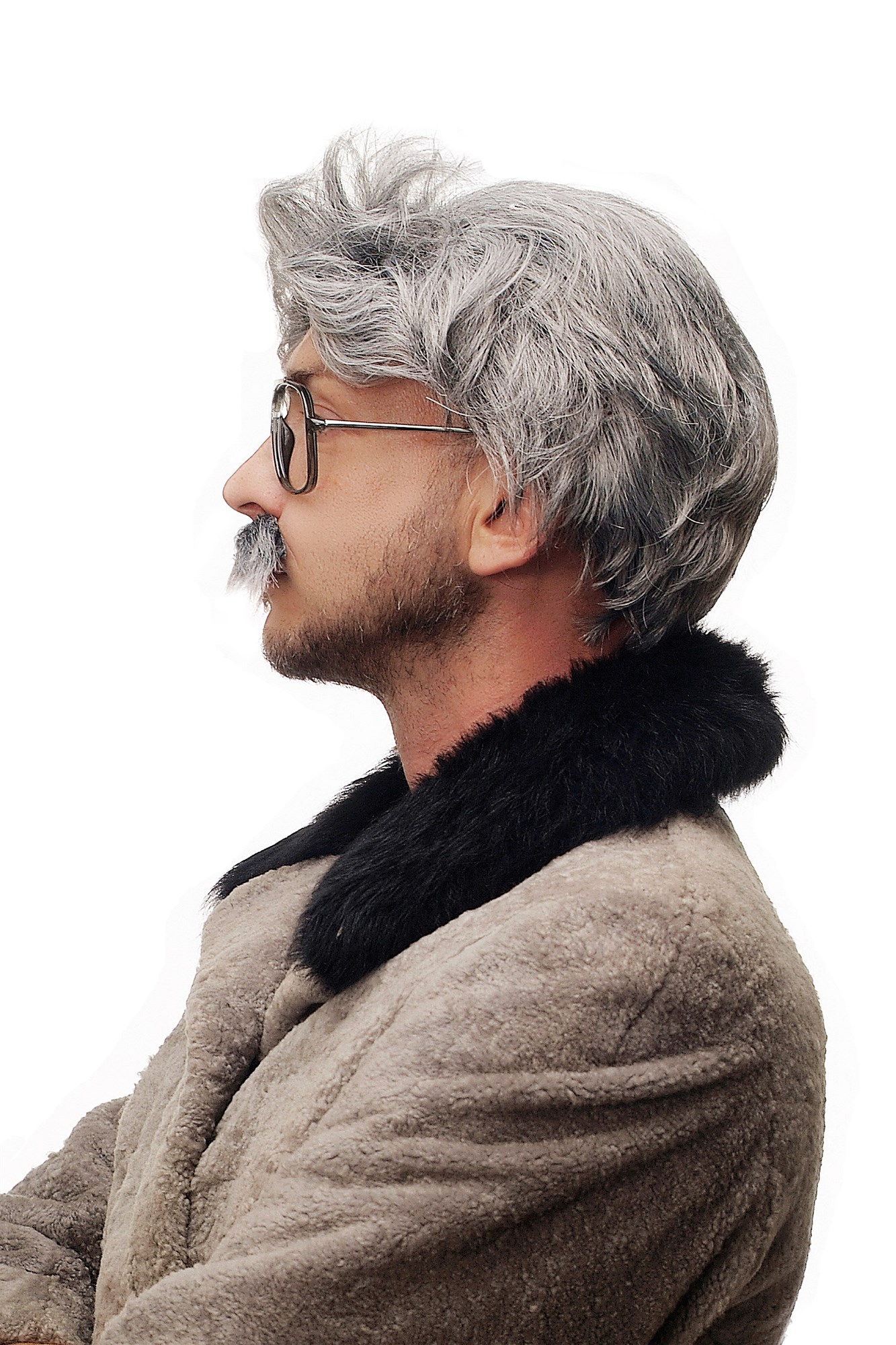 günstige Party Perücke, Opa Großvater Perücke & Bart Kauz Professor grauhaarig 4129, Ansicht 2, WIG ME UP: Ihr Perücken Online Shop wellige Party Perücke Schwarz,Grau kurze Haare für Herren