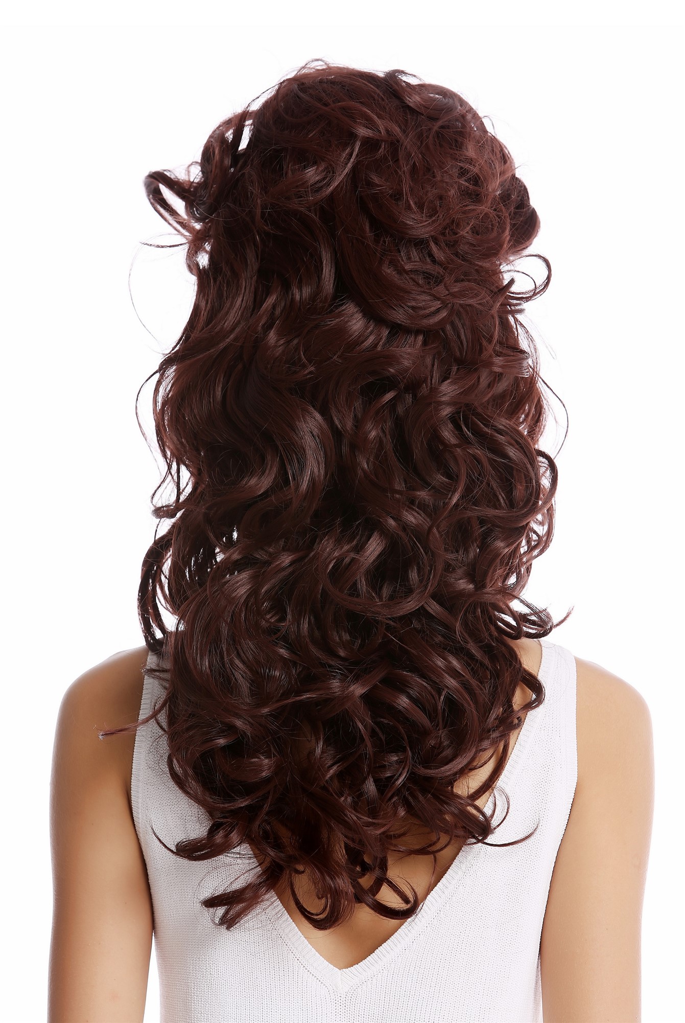 Lady Wig Baroque 60s Beehive Retro Bun curly long mahogany reddish brown Pop Singer, view 3, WIG ME UP: Your Perücken Online Shop Quality Wigs, Ladies, chestnut, curled, long