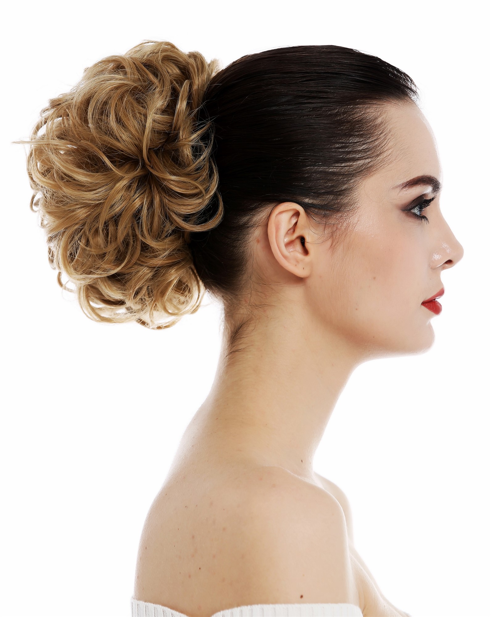 Haarteil Haarnest Haarrose voluminös lockig wellig Blond Mix TYP-670-W24/613, Ansicht 3, WIG ME UP: Ihr Perücken Online Shop lockiger Dutt Haarteil Blond-Mix