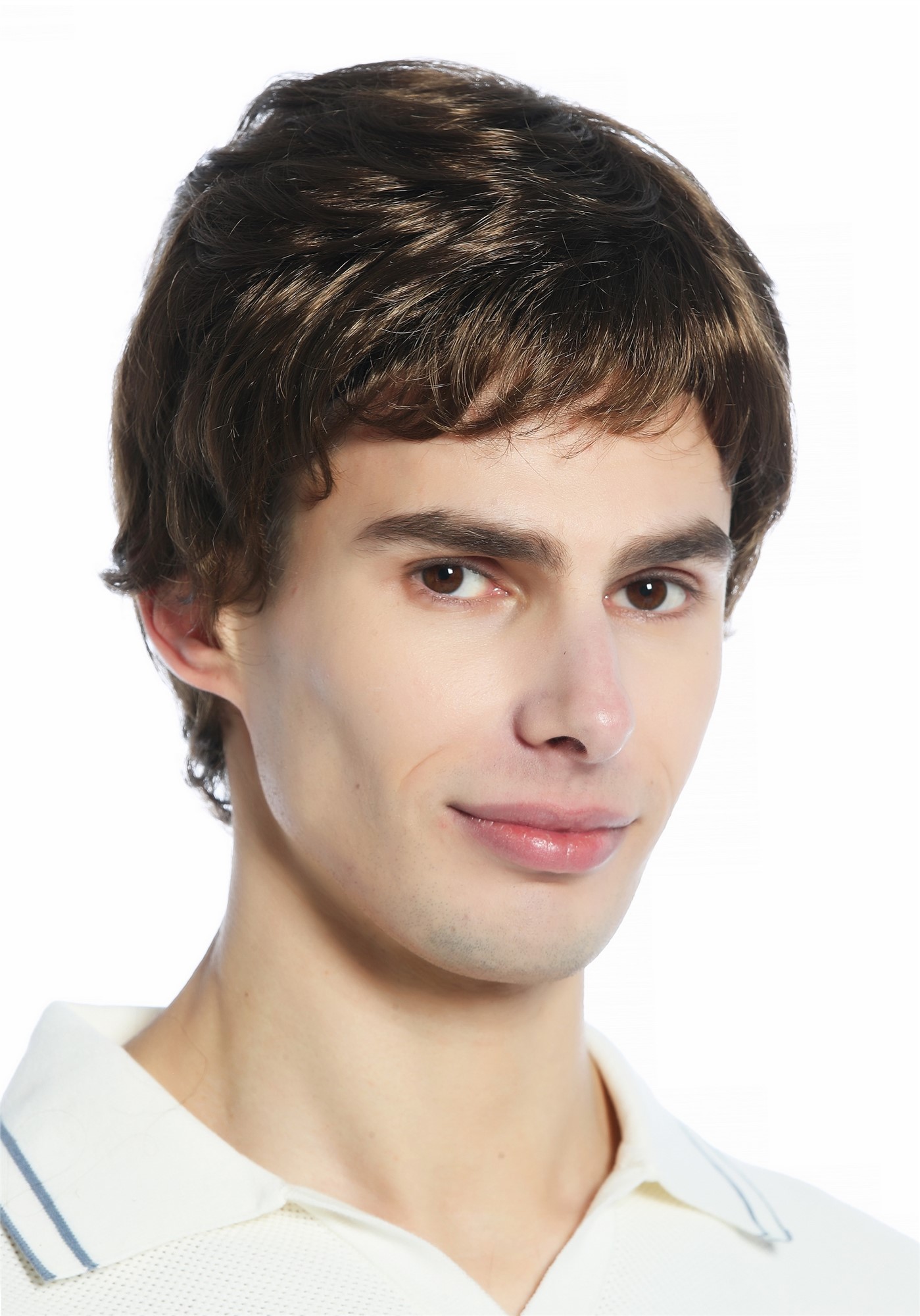 hochwertige Qualitätsperücken, Perücke kurz leicht wellig Mittelbraun DW1335-10, Ansicht 3, WIG ME UP: Ihr Perücken Online Shop lockige Tressen-Perücke Mittelbraun kurze Haare für Unisex