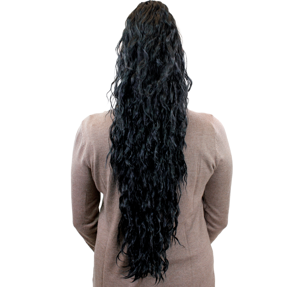 Kategoriebild für schwarze Zöpfe, Haarteile Schwarzer, lockiger, sehr langer Zopf