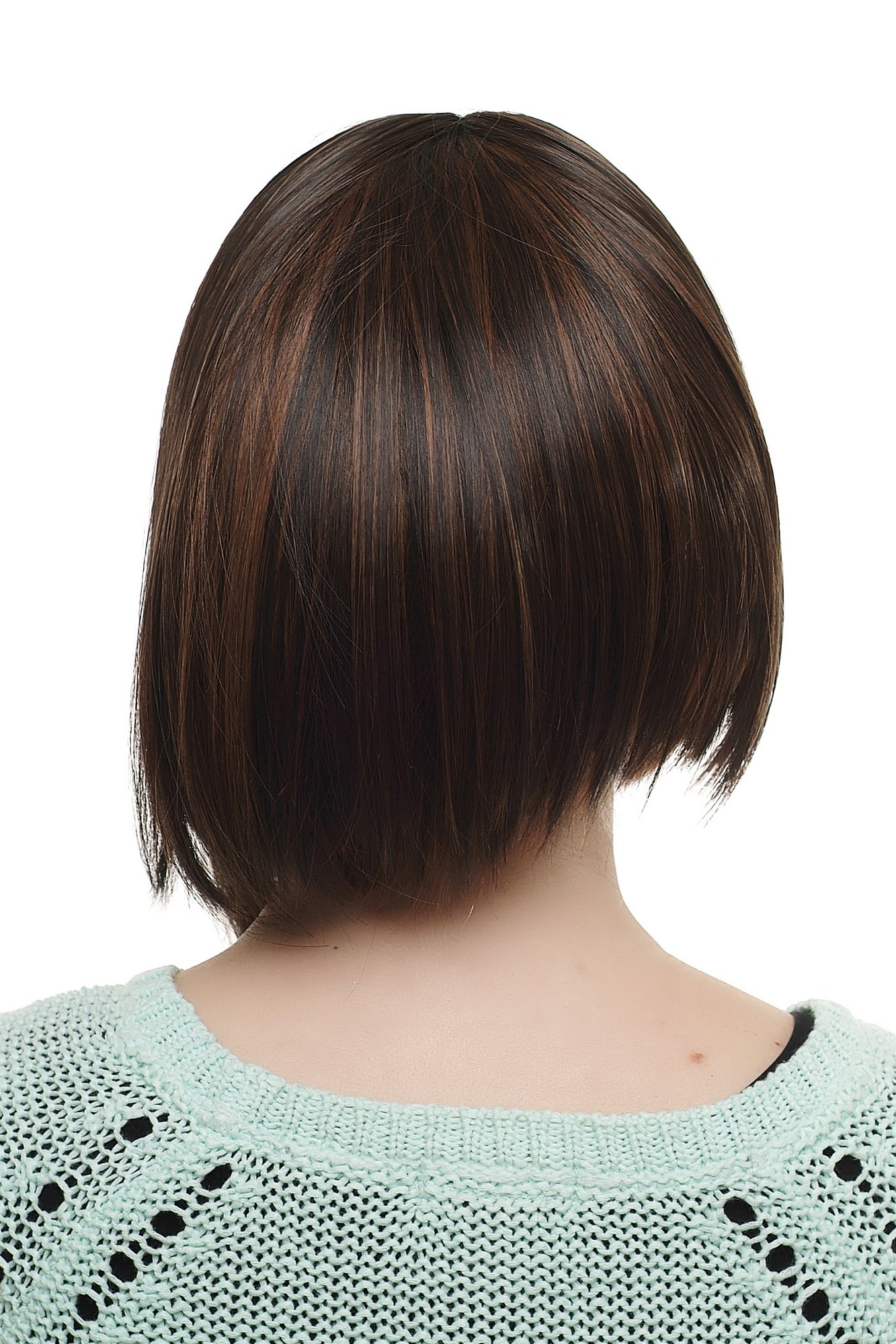 hochwertige Qualitätsperücken, Perücke Mittelscheitel gesträhnt SA035-2H30, Ansicht 4, WIG ME UP: Ihr Perücken Online Shop glatte Tressen-Perücke mit Kopfhaut-Imitat Schwarzbraun kurze Haare für Damen