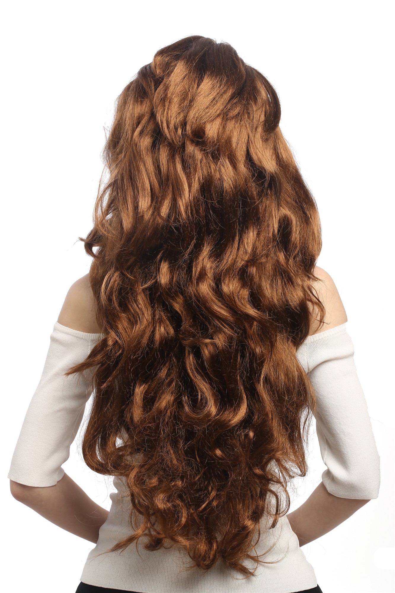 Lady Party Wig Fancy Dress huge and very long,voluminous backcombed wavy redish copper brown, view 3, WIG ME UP: Your Perücken Online Shop Party Wig, Ladies, Brown, wavy, very long