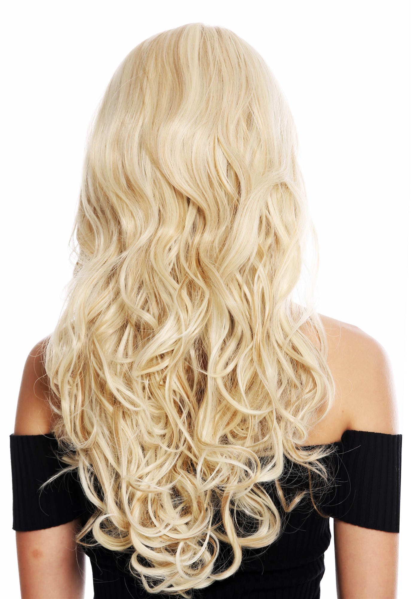 hochwertige Qualitätsperücken, Perücke lang Mittelscheitel gewellt Blond Platin Gesträhnt GFW3499A-613HM270, Ansicht 4, WIG ME UP: Ihr Perücken Online Shop wellige Tressen-Perücke mit Kopfhaut-Imitat Blond-Mix lange Haare für Damen
