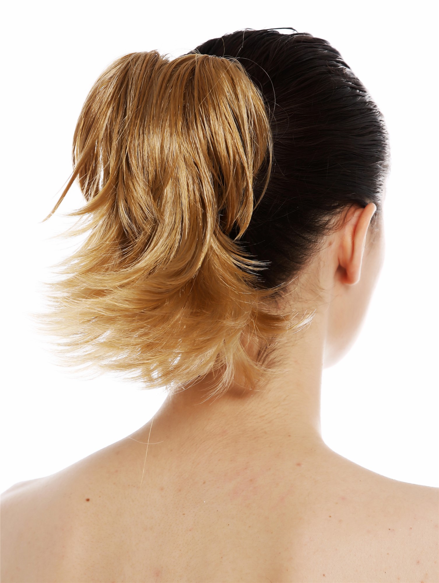 Hairpiece ponytail extension comb short wavy very light golden blonde JL-3135 , front view, WIG ME UP: Your Perücken Online Shop Ponytails, golden blonde, wavy, short