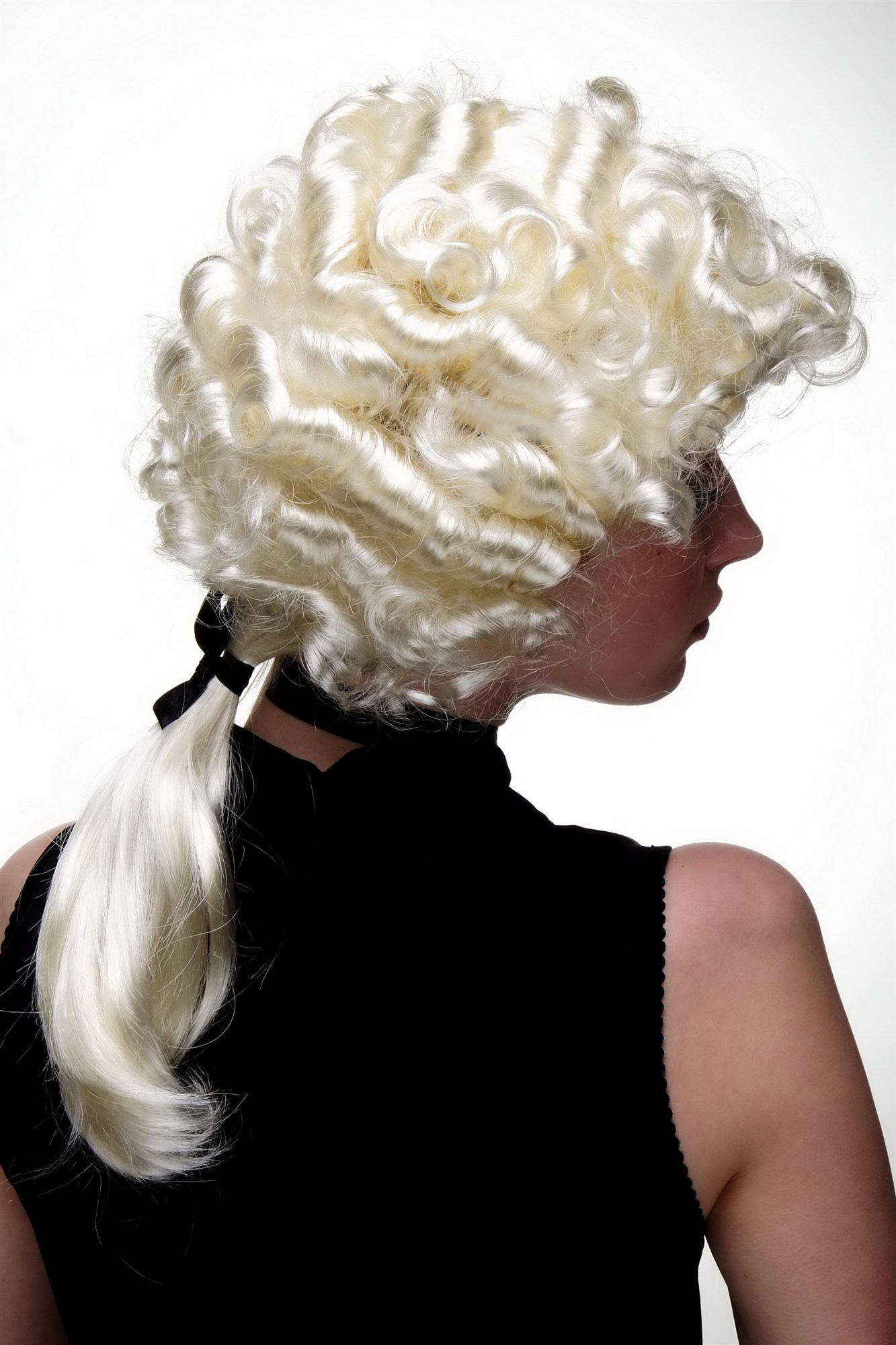 günstige Party Perücke, Party Perücke blond Zopf Richter hellblond Zopf Barock LM3053-613, Ansicht 4, WIG ME UP: Ihr Perücken Online Shop lockige Party Perücke blond schulterlange Haare für Herren