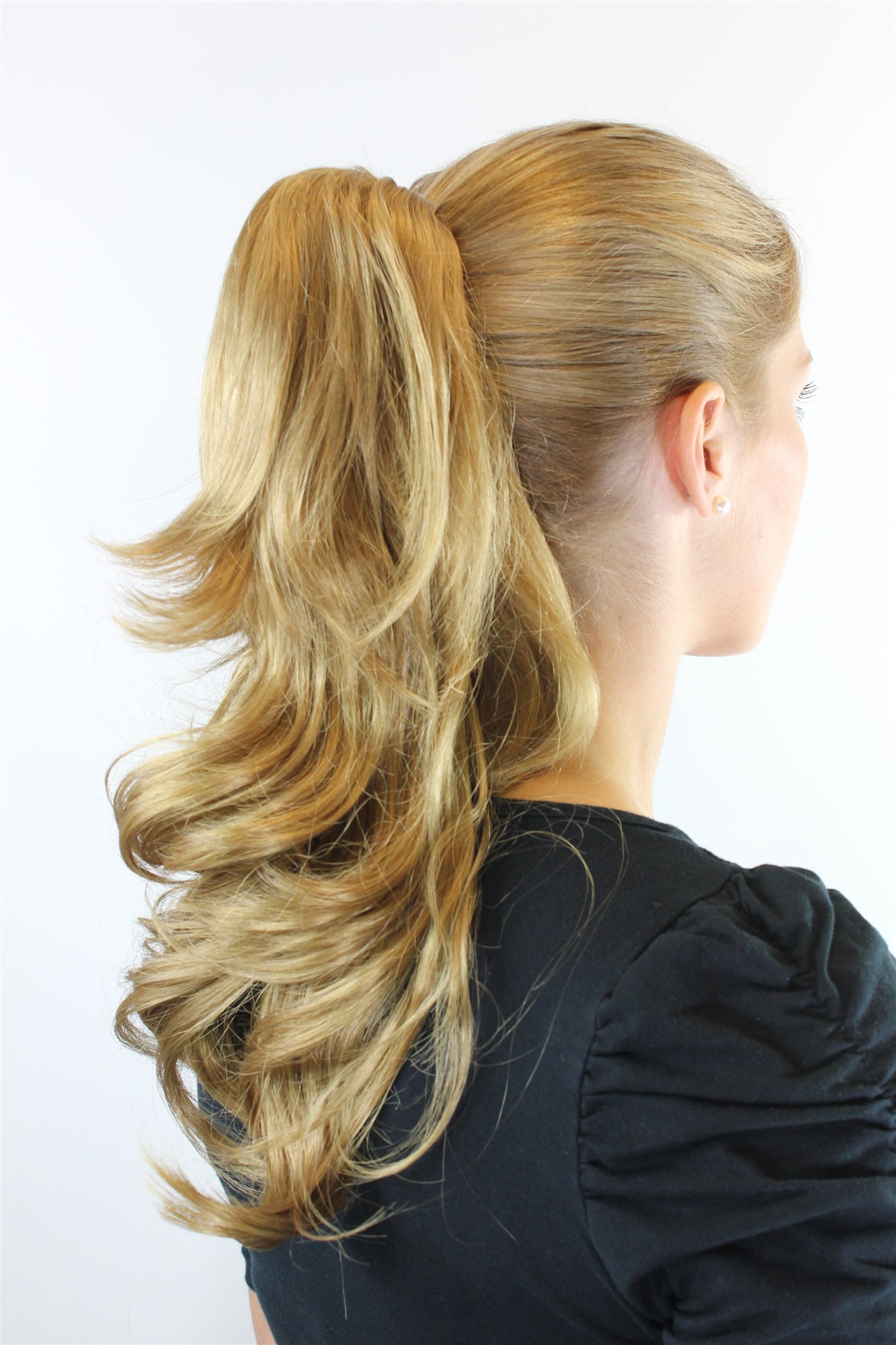 JL-0067-18-25 Ponytail Hairpiece extension long wavy dark blond blond mix claw clamp 18", view 2, WIG ME UP: Your Perücken Online Shop Ponytails, medium brown-light blonde mix, wavy, shoulder-length