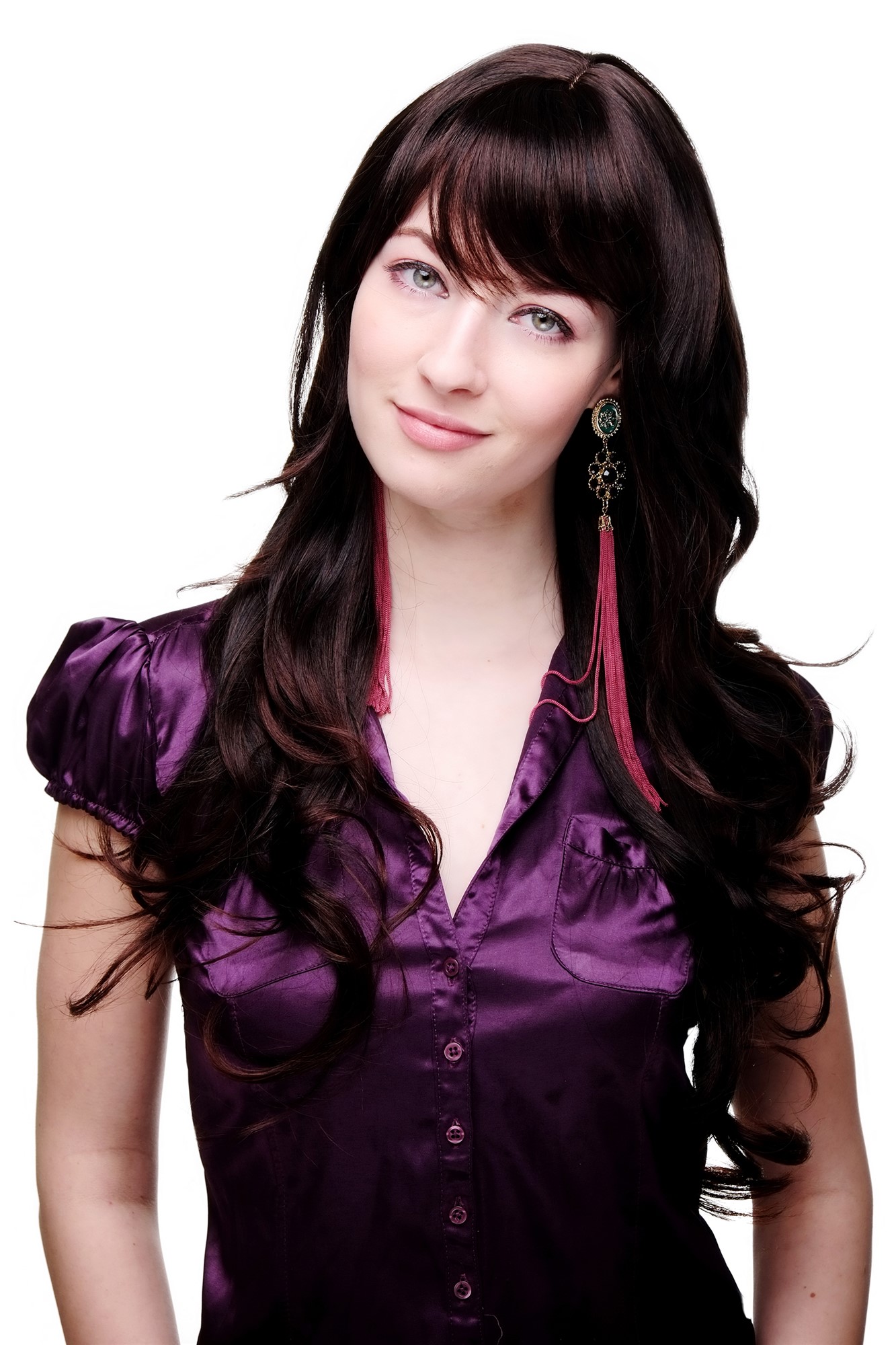 hochwertige Qualitätsperücken, Perücke lang wallendes Haar wellig leicht lockig Schwarz-Braun-Mix 9204S-2T33, Vorderansicht, WIG ME UP: Ihr Perücken Online Shop lockige Tressen-Perücke mit Kopfhaut-Imitat Schwarz-Braun-Mix lange Haare für Damen