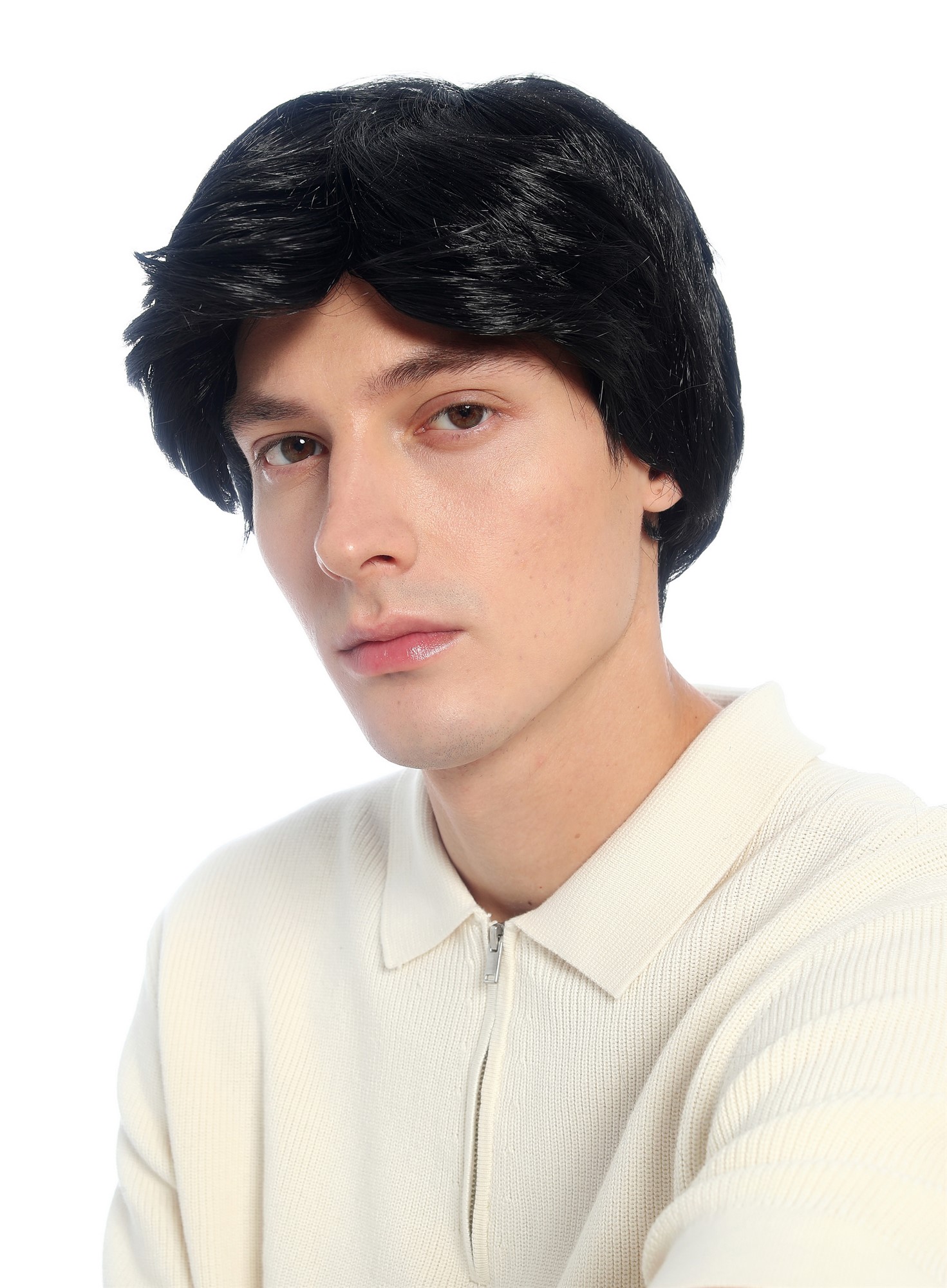 wellige Party-Perücke Schwarz 30 cm lange Perücke für Herren