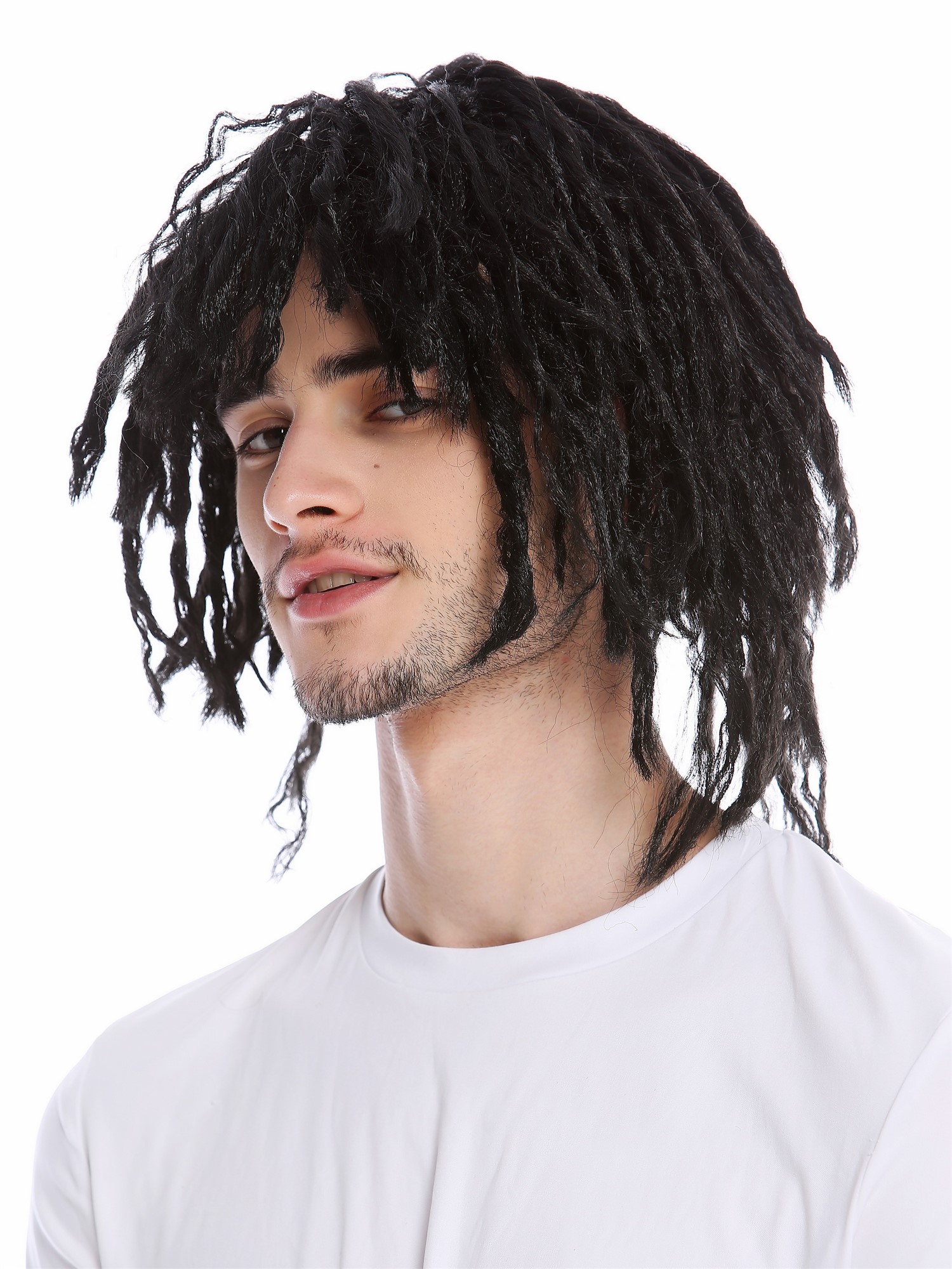 Wig Men Women Halloween Dreadlocks Rasta short Black Afro Caribbean CXH-001-P103, front view, WIG ME UP: Your Perücken Online Shop Party Wig, Unisex, Black, dreadlocks, curled, short