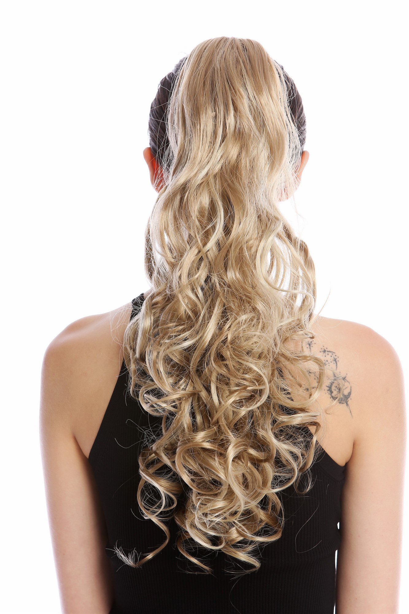 Ponytail long voluminous curled wild straggly wet look honey blonde mix DM44, view 2, WIG ME UP: Your Perücken Online Shop Ponytails, blond mix, curled, long
