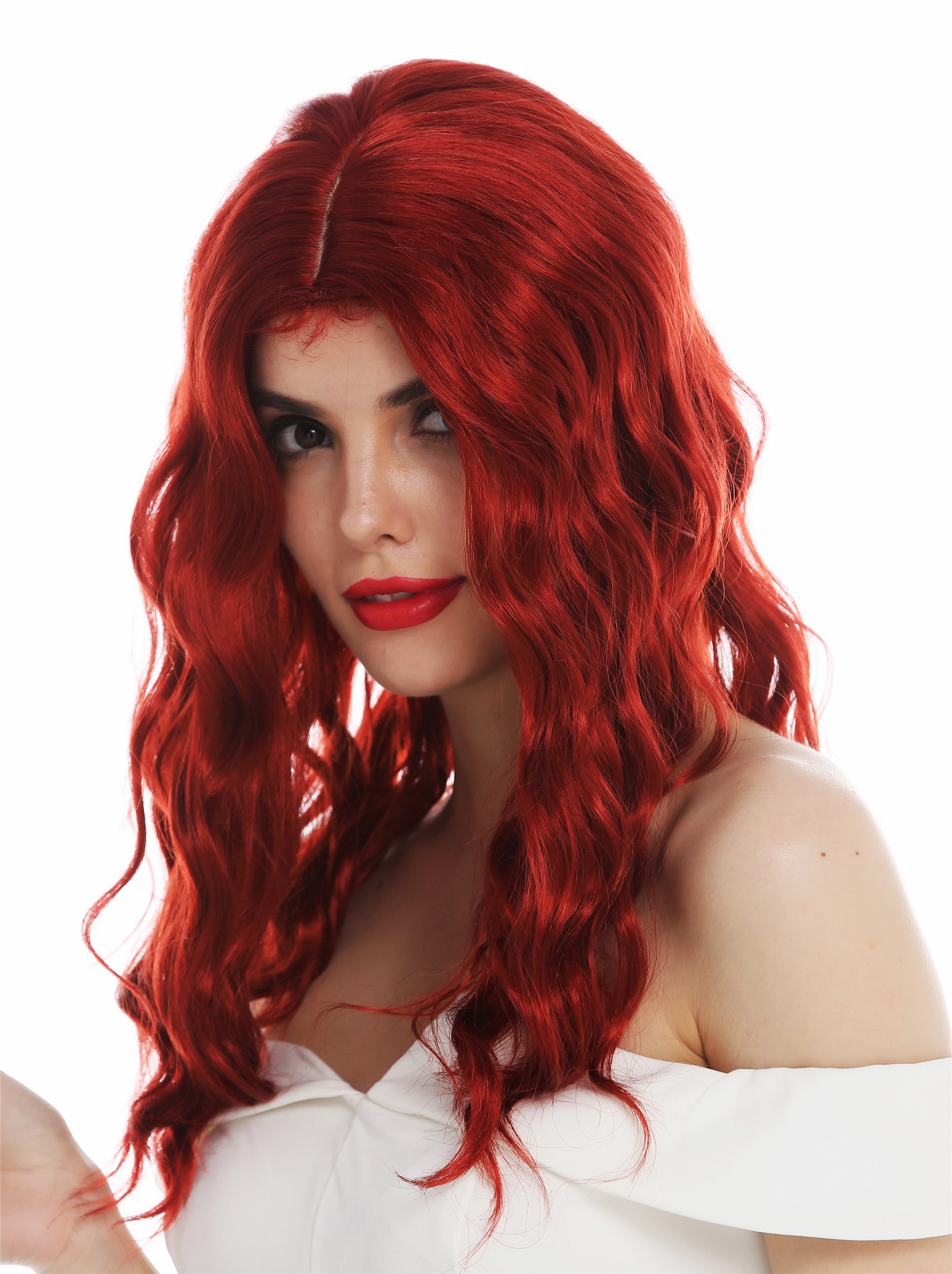 Women's wig ladies' wig long wavy water wave middle parting fiery red VK-9, view 2, WIG ME UP: Your Perücken Online Shop Quality Wigs, Ladies, fire red, wavy, long