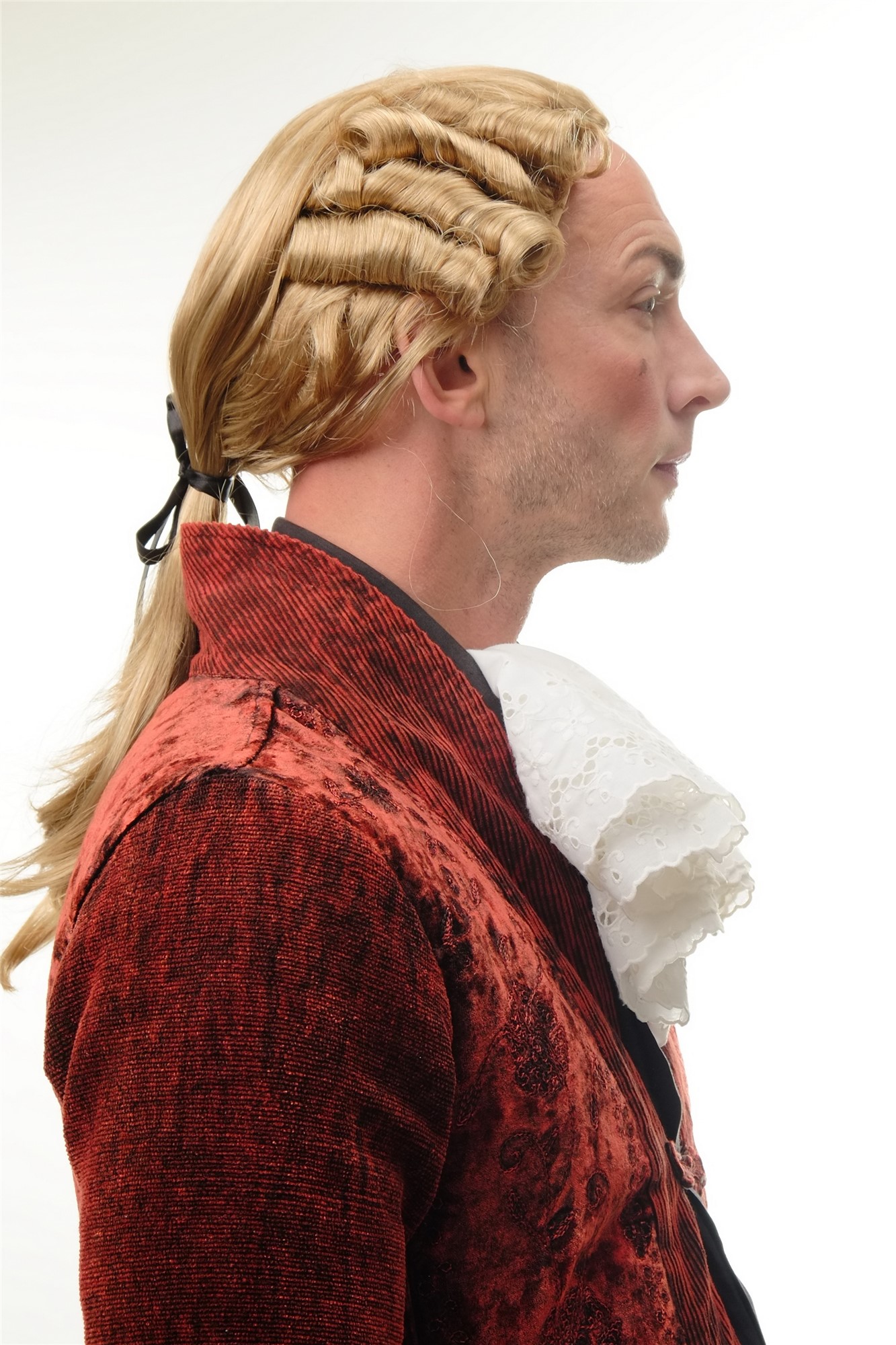 Man Gents Party Wig Halloween Fancy Dress Baroque noble aristocrat lord curls long ponytail blond, view 6, WIG ME UP: Your Perücken Online Shop Party Wig, Men, Blonde, curled, long