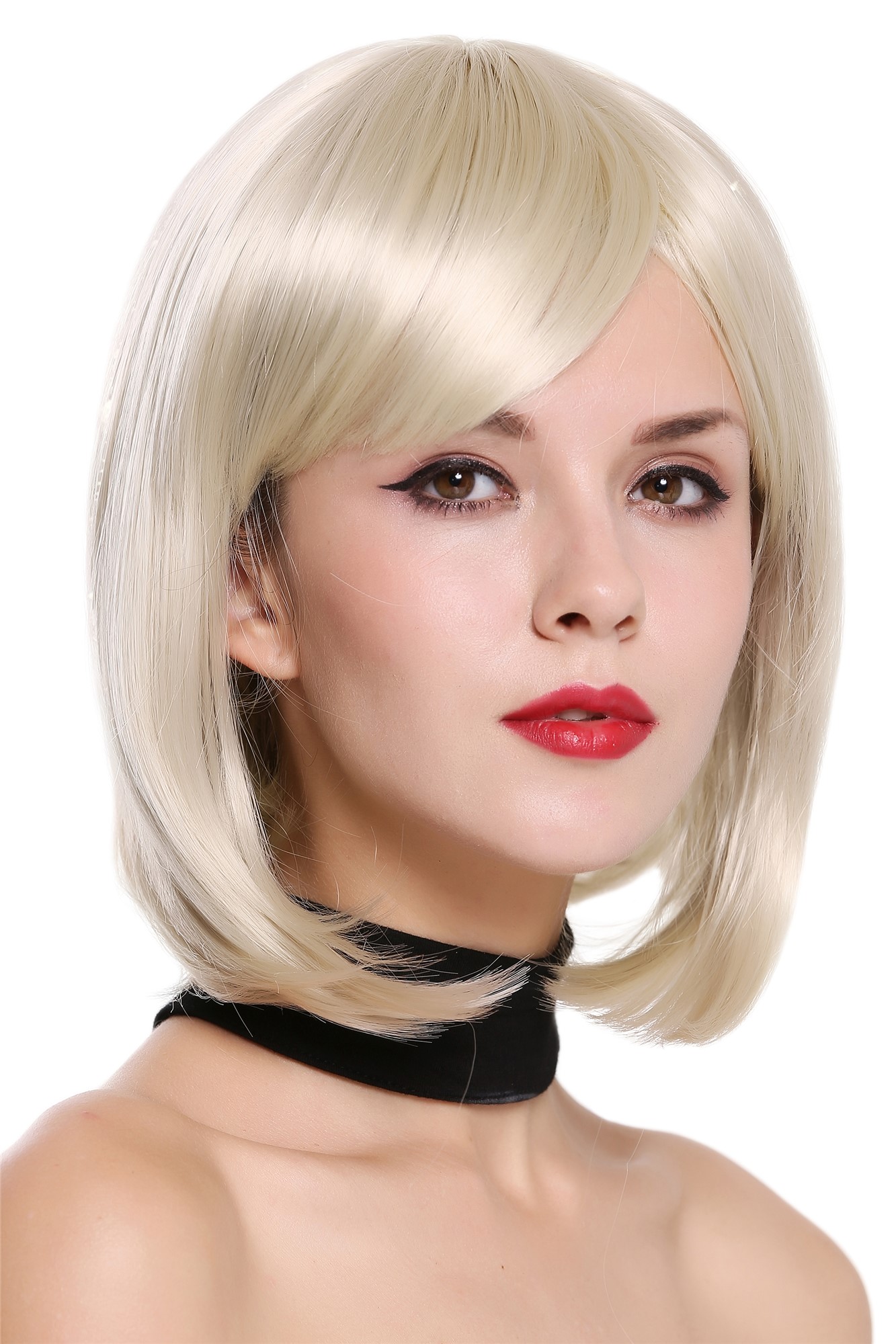 Lady Wig short Longbob Bob straight curved tips parting bright blond JH-713, front view, WIG ME UP: Your Perücken Online Shop Quality Wigs, Ladies, light blonde, straight, short