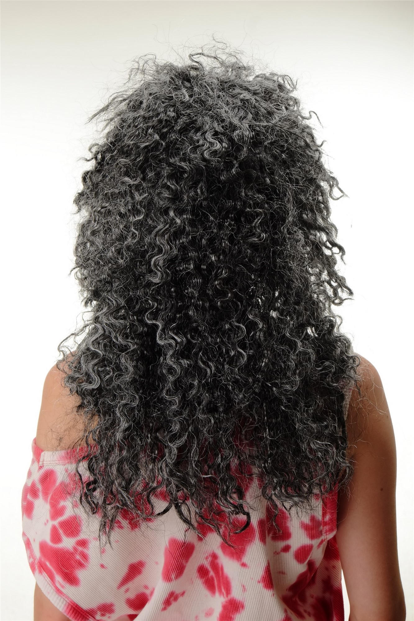 Wig Ladies Men Halloween Carnival curly wild long massive volume black with grey Hardrock Metal, view 8, WIG ME UP: Your Perücken Online Shop Party Wig, Unisex, pitch black-silver gray mix, curled, long