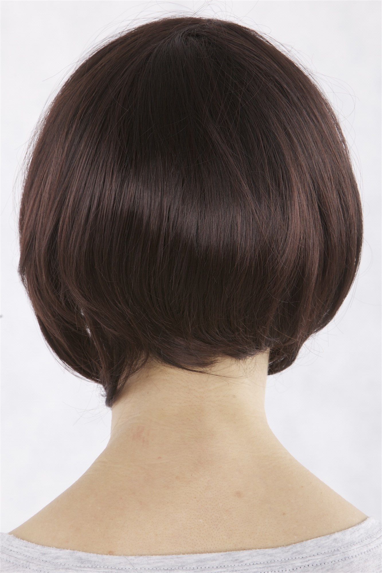 hochwertige Qualitätsperücken, Frauen Perücke Bob Scheitelfrisur Dunkelbraun-Mix 49023-2T33, Ansicht 3, WIG ME UP: Ihr Perücken Online Shop glatte Tressen-Perücke mit Kopfhaut-Imitat Braun kurze Haare für Damen