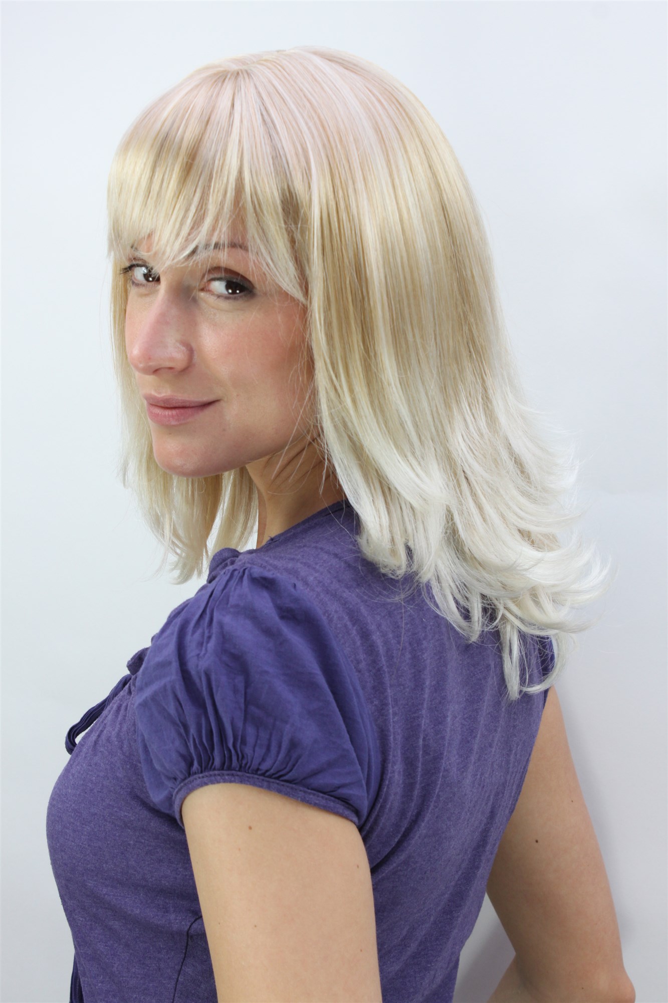 hochwertige Qualitätsperücken, Damen Perücke lang mit gewellten Spitzen Natürlicher Blond-Mix 3017-27T613, Ansicht 2, WIG ME UP: Ihr Perücken Online Shop glatte Tressen-Perücke mit Kopfhaut-Imitat Erdbeerblond und Platinblond schulterlange Haare für Damen