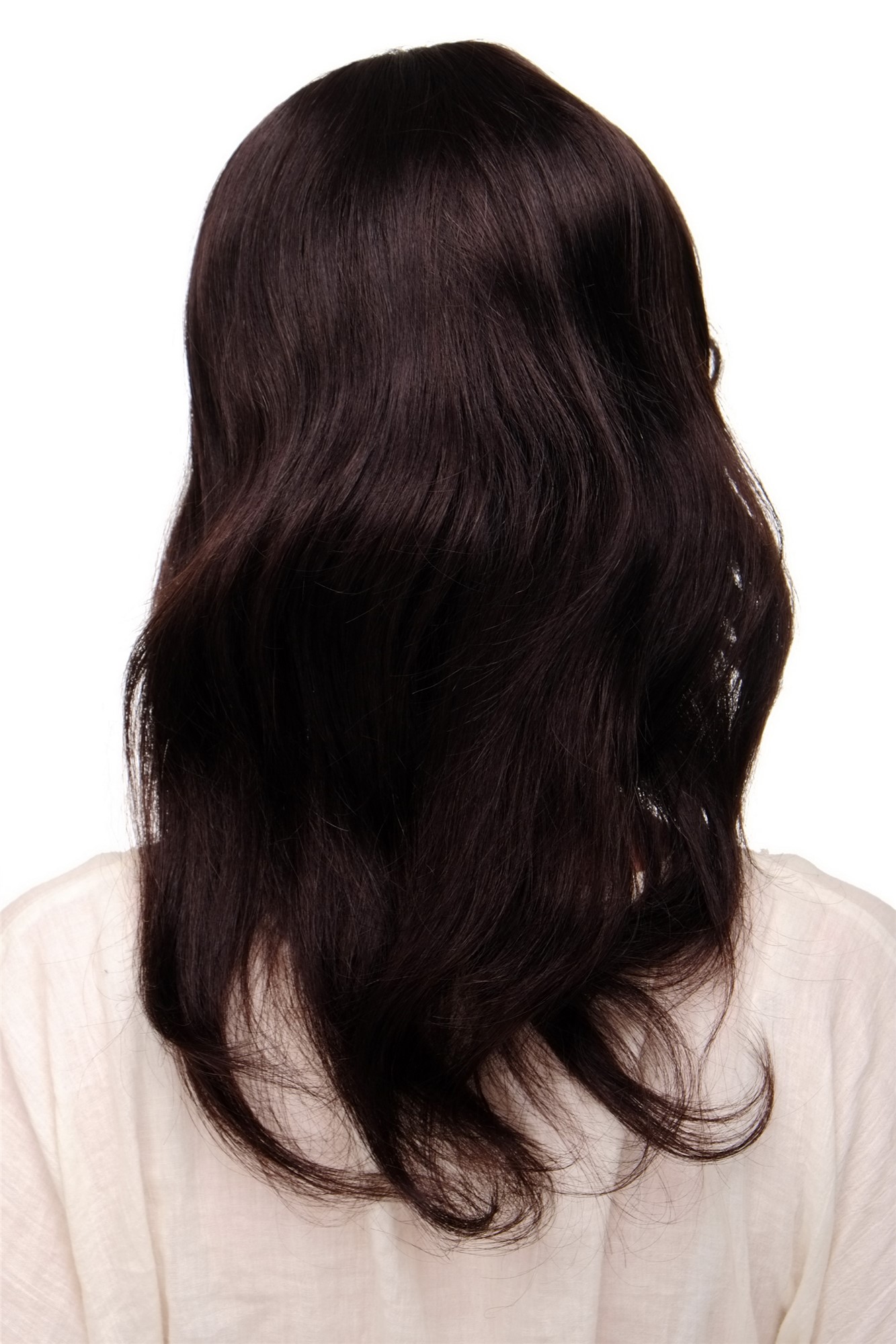 hochwertige Qualitätsperücken, Damenperücke Echthaar Schwarzbraun Lang Modell: 1625S-AHH, Ansicht 5, WIG ME UP: Ihr Perücken Online Shop wellige Tressen-Perücke mit Kopfhaut-Imitat 100% Echthaar Schwarz schulterlange Haare für Damen