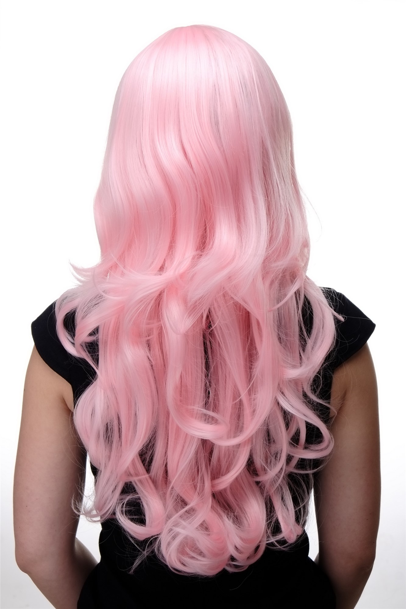 hochwertige Qualitätsperücken, Lange Damen Perücke mit großen kräftigen Locken Pony Rosa 285-T2333, Ansicht 4, WIG ME UP: Ihr Perücken Online Shop lockige Tressen-Perücke mit Kopfhaut-Imitat Rosa lange Haare für Damen