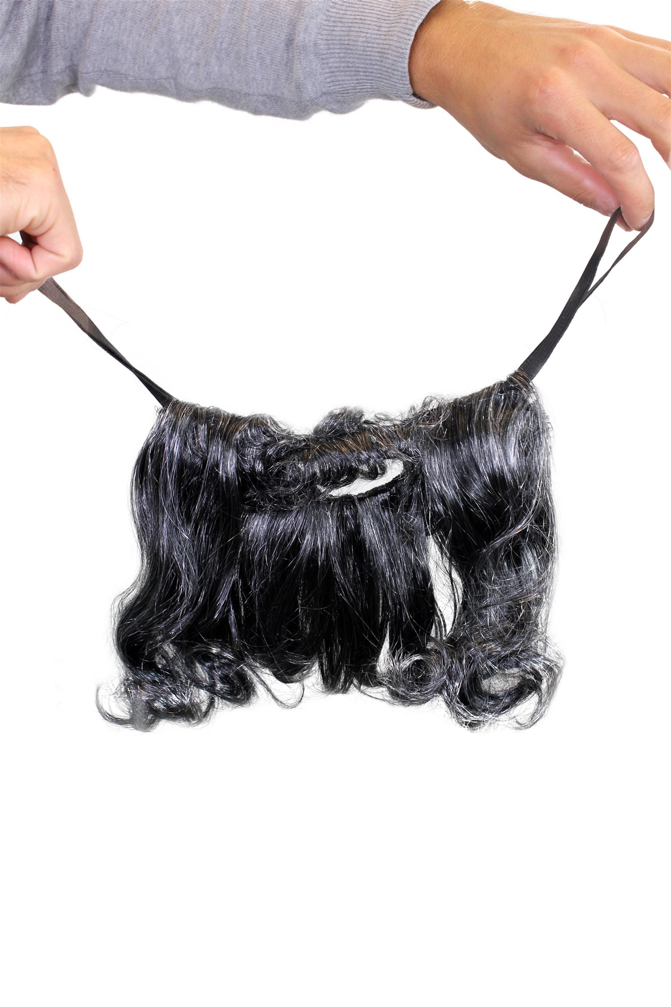 günstige Party Perücke, Perücke & Bart Urmensch Neandertaler Schwarz-Grau-Mix 6098, Ansicht 3, WIG ME UP: Ihr Perücken Online Shop wellige Party Perücke Grau schulterlange Haare Unisex