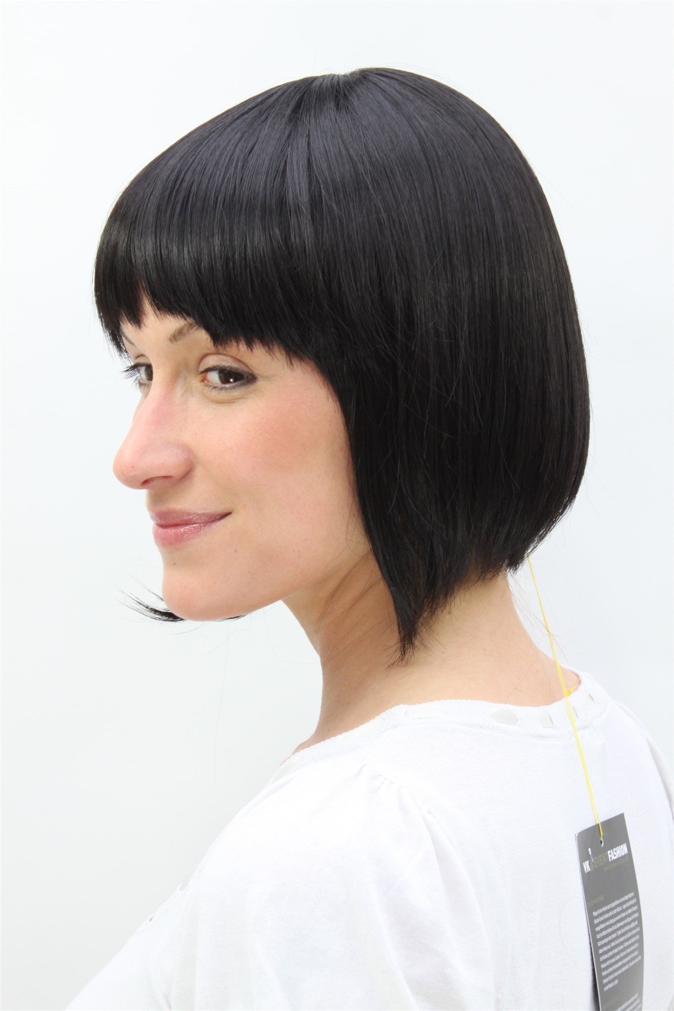 Lady women wig Bob Page 20's 30's fringe bangs straight short off black 1219, view 4, WIG ME UP: Your Perücken Online Shop Quality Wigs, Ladies, black-brown, straight, short
