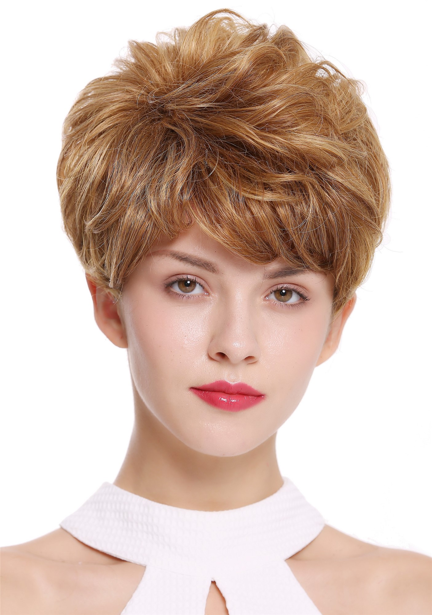 hochwertige Qualitätsperücken, Perücke kurz voluminös wellig Dunkelblond DW-2700-DX2216, Ansicht 2, WIG ME UP: Ihr Perücken Online Shop wellige Tressen-Perücke Rotblond-Goldblond-Rehbraun kurze Haare für Damen