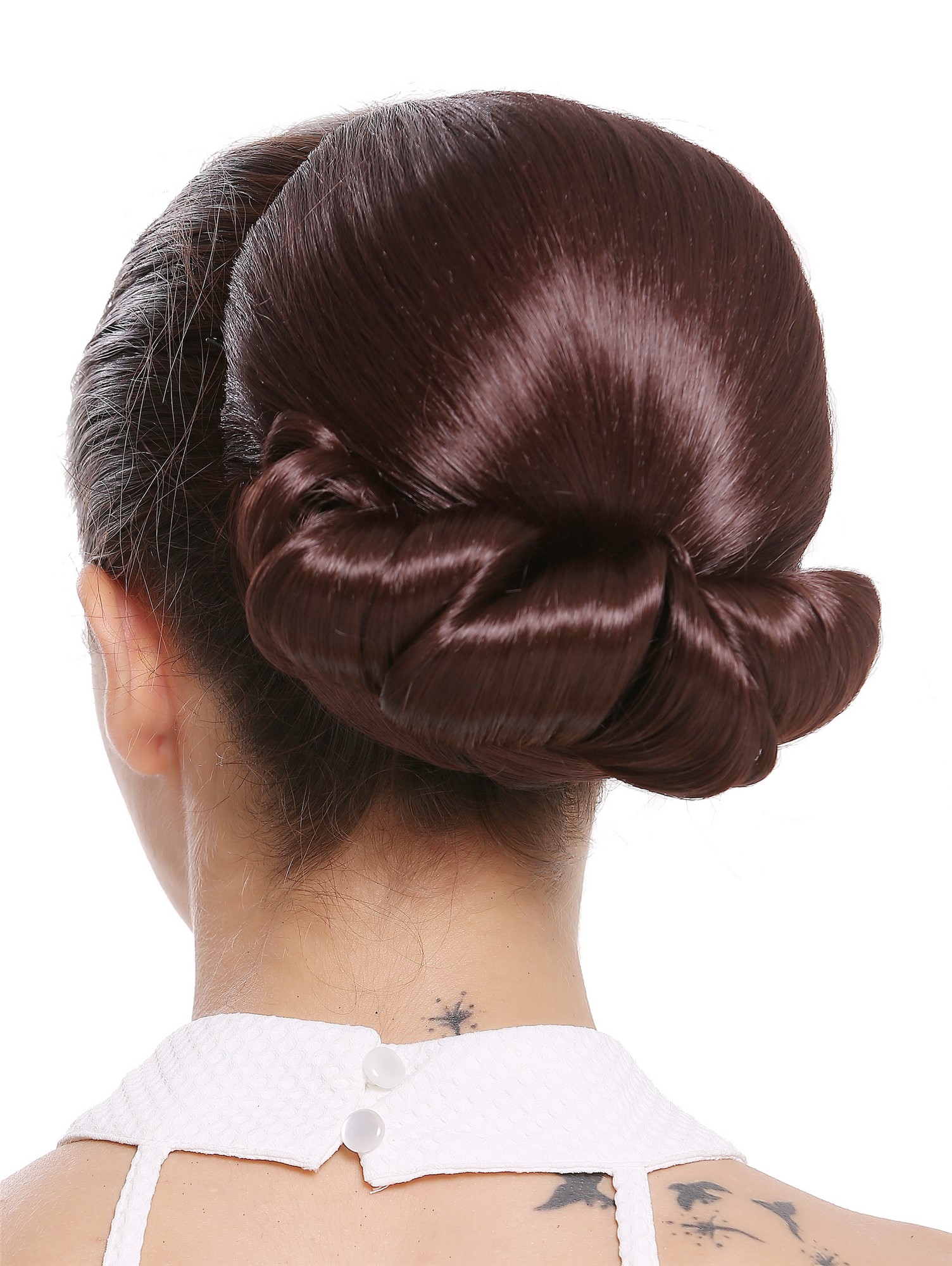 Dutt Haarknoten Groß Oma Mahagonibraun Braun N792-33, Vorderansicht, WIG ME UP: Ihr Perücken Online Shop glatter Dutt Haarteil Mahagonibraun