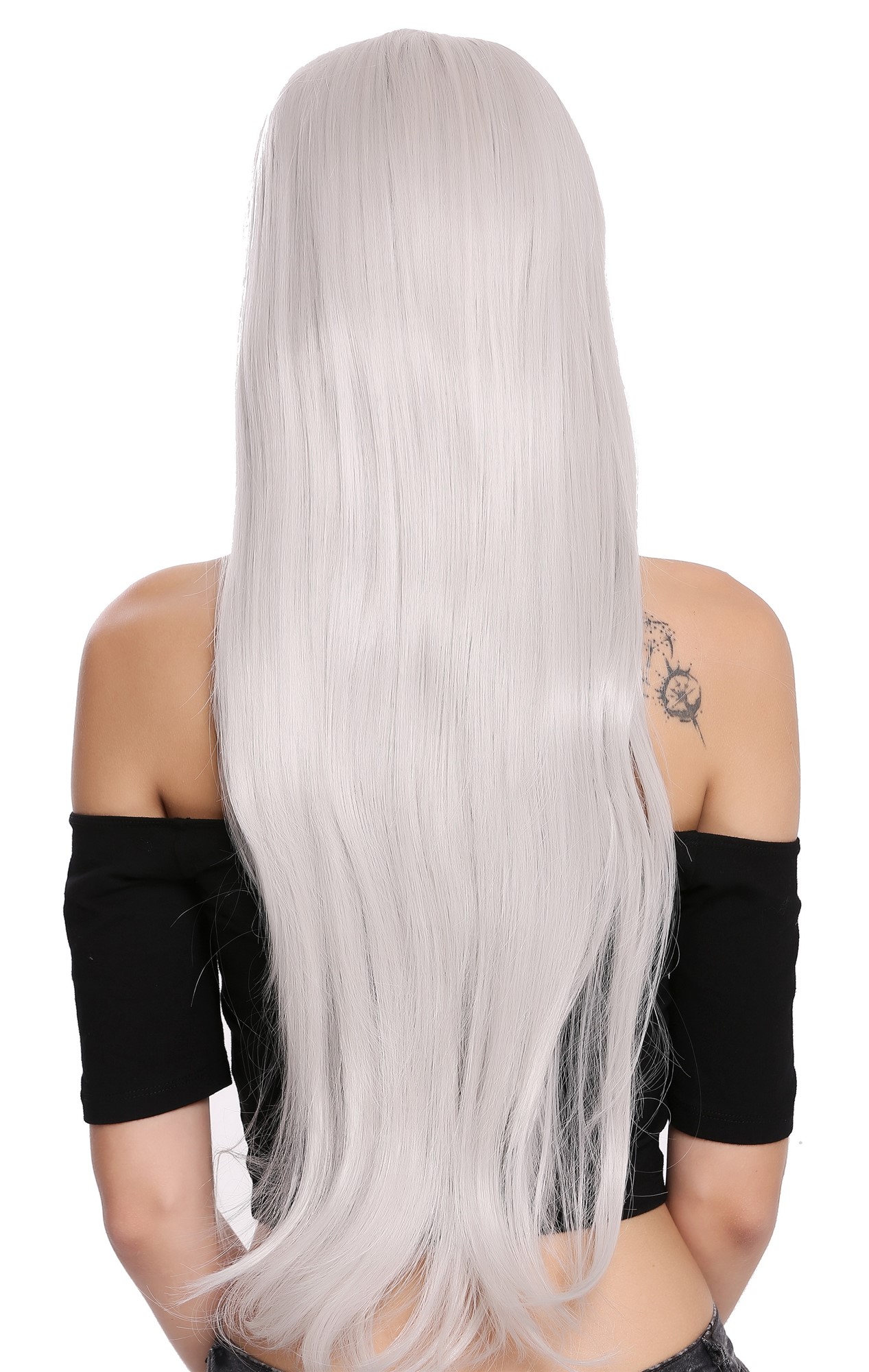 Lady wig Cosplay long fairytale style fairy bangs fringe grayish white S000D75, view 4, WIG ME UP: Your Perücken Online Shop Quality Wigs, Ladies, white-gray, straight, very long