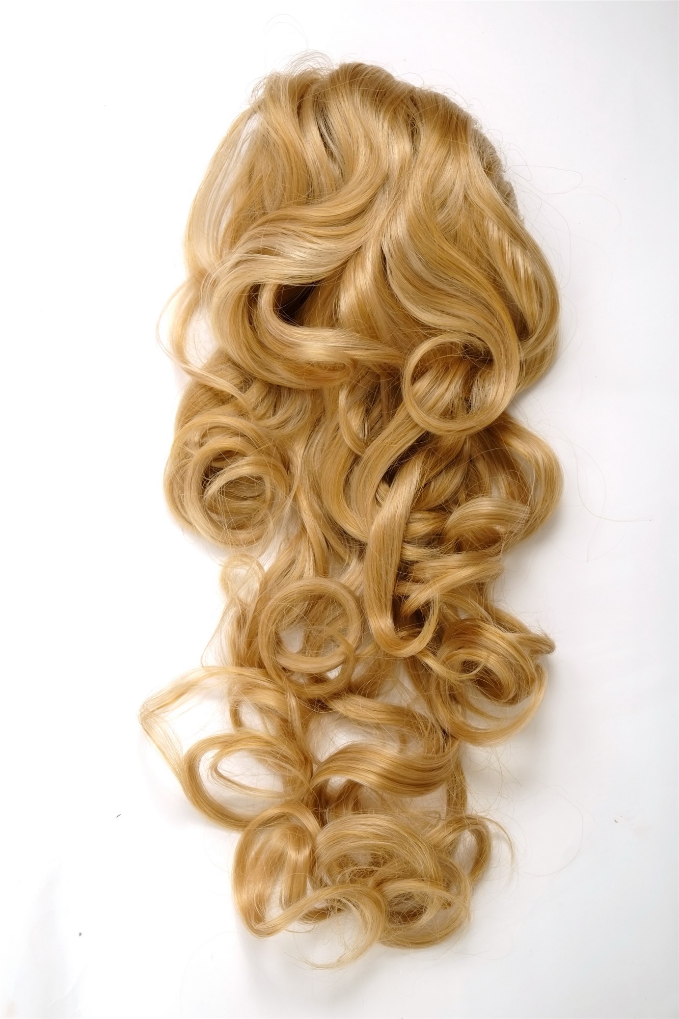 Ponytail clamp combs draw string curled voluminous long bright blond mix WK08, view 3, WIG ME UP: Your Perücken Online Shop Ponytails, golden blonde-light blonde mix, curled, long