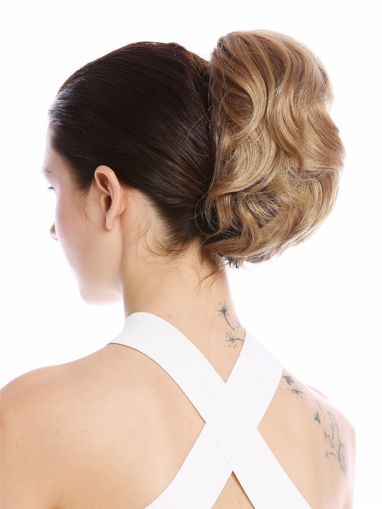 hochwertiger Zopf Pferdeschwanz kurz voluminös wellig Honigblond 1028-V-15, Ansicht 3, WIG ME UP: Ihr Perücken Online Shop glattes Zopf-Haarteil Honigblond 20 cm lang