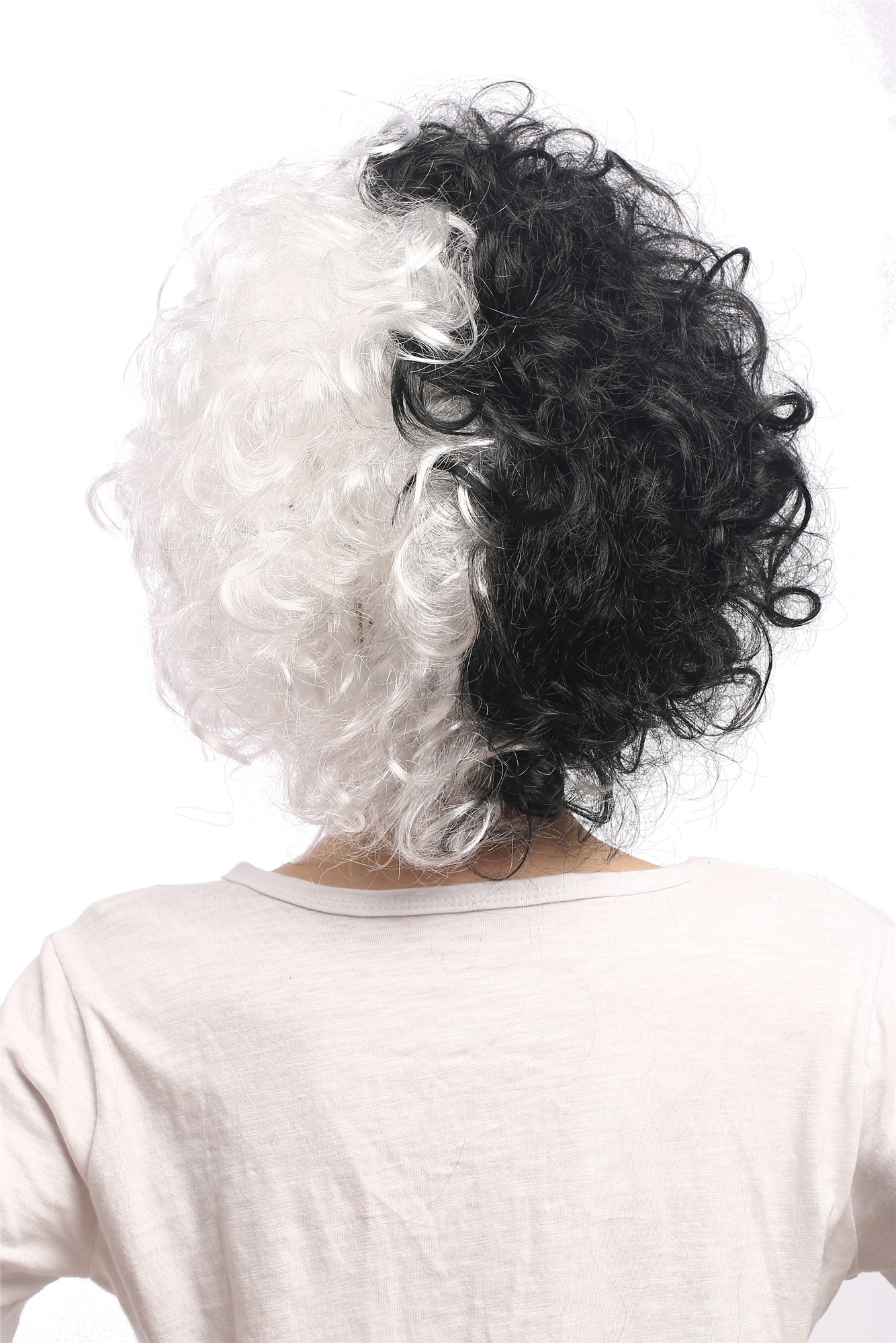 Party Wig, Unisex, Black-and-white, curled, short