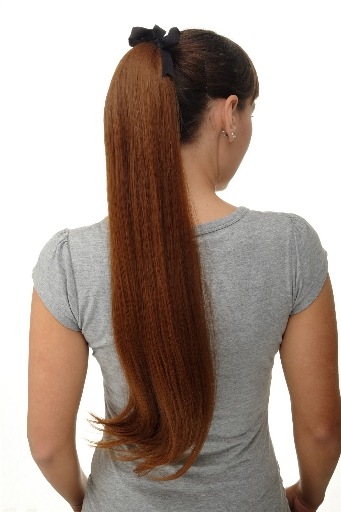 Hairpiece PONYTAIL (comb & ribbon wrap-around system) extension full volume long straight redbrown, view 2, WIG ME UP: Your Perücken Online Shop Ponytails, copper brown, straight, long
